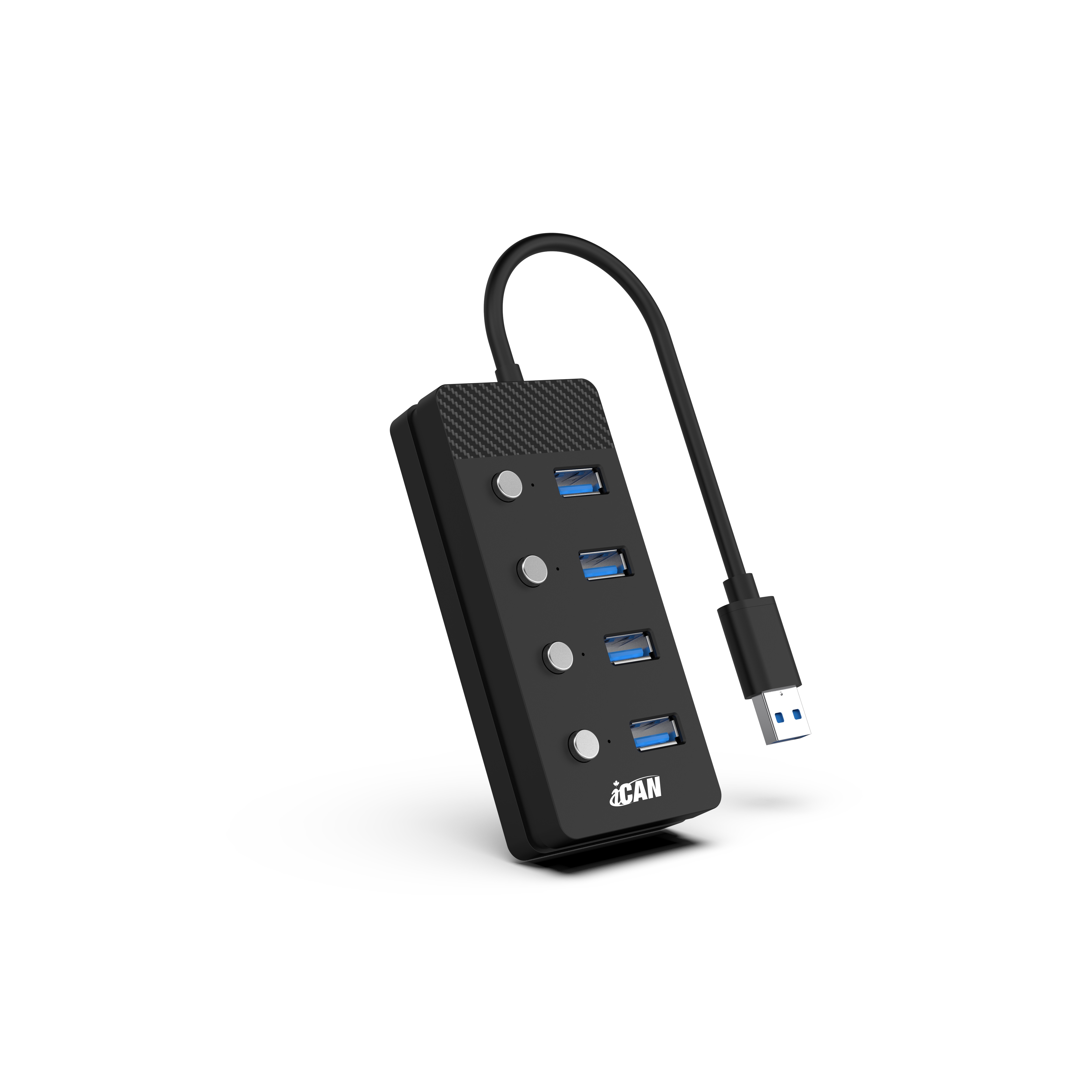 iCAN 4-Port USB 3.0 Hub with LED Individual Power Switches(Open Box)