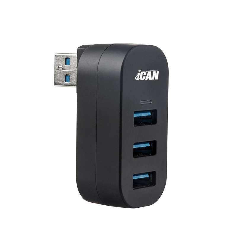 iCAN Mini hub de données USB 3.0 rotatif à 180 degrés à 3 ports