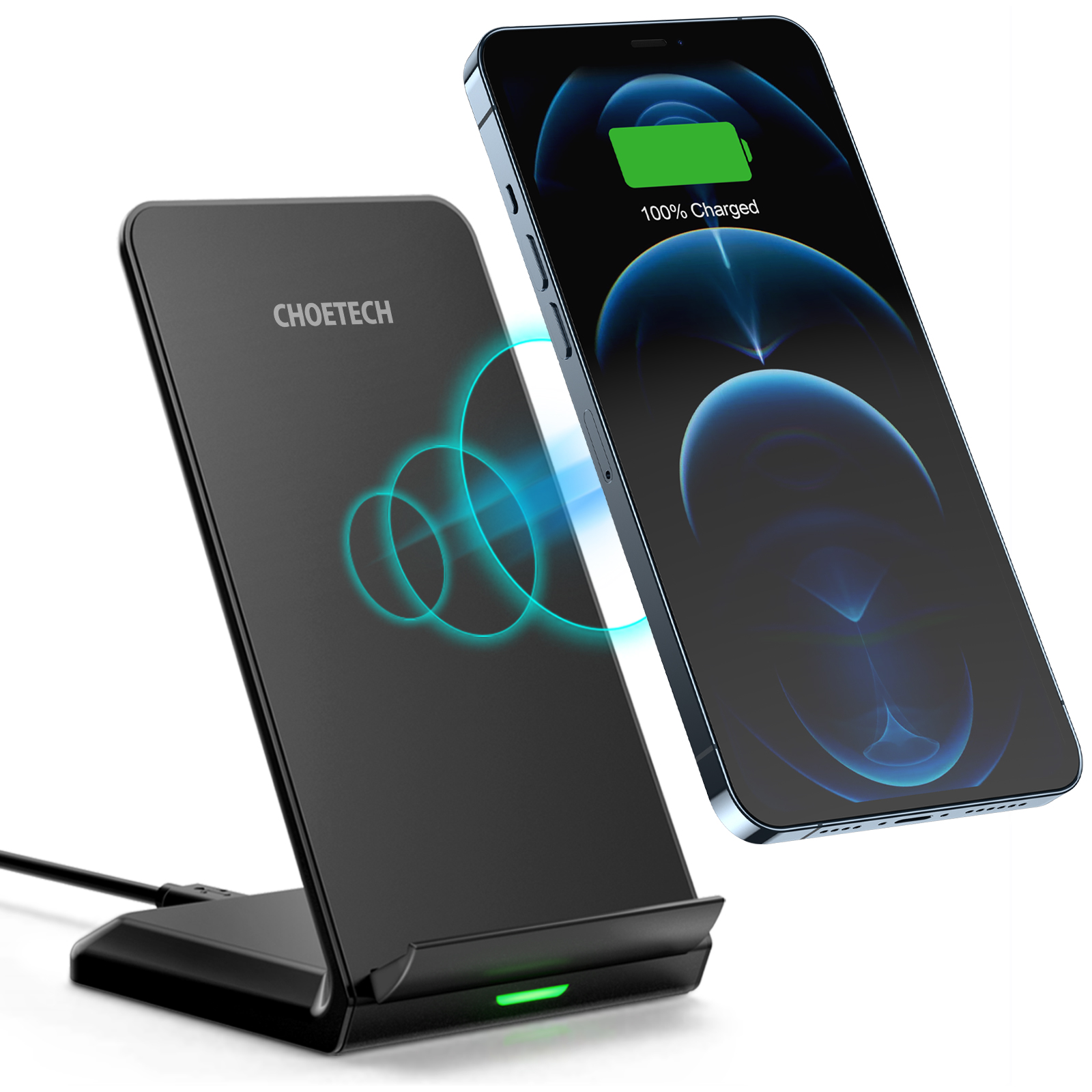 Choetech 15W Dual-Coil Fast Wireless Charging Stand