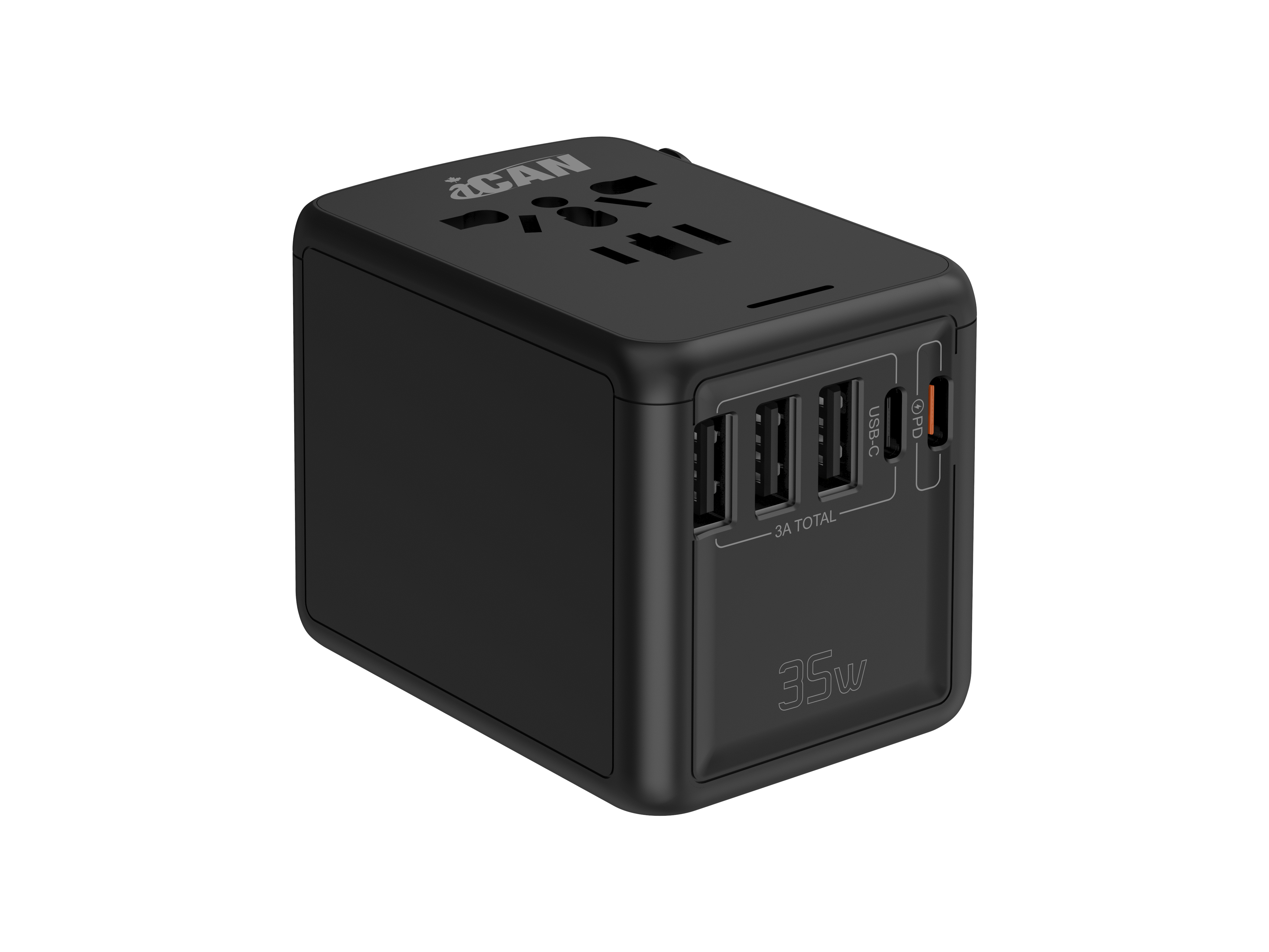 iCAN 35W 5-Port Universal Travel Adapter with 3 USB-C and 2 USB-A
