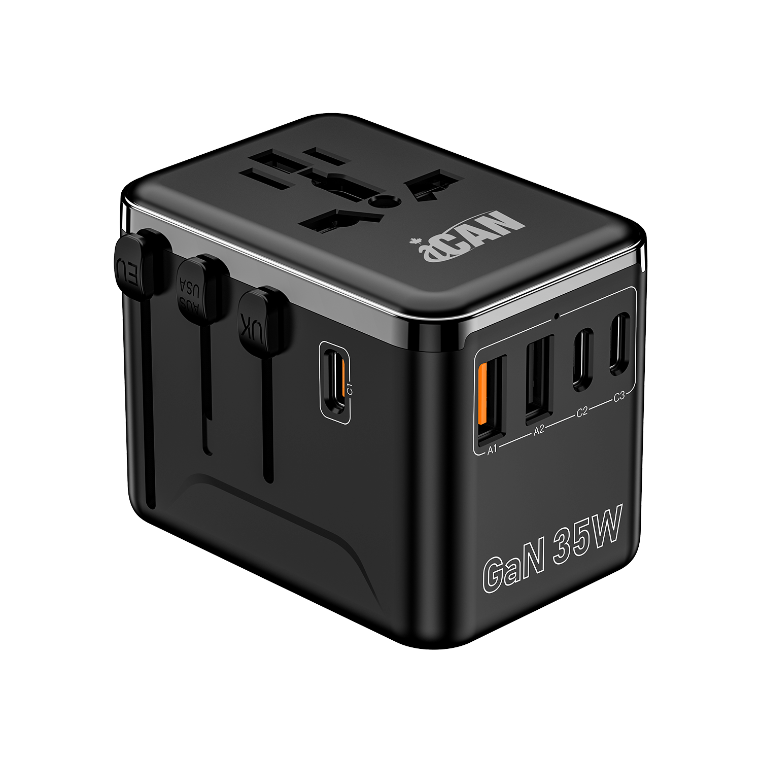 iCAN 35W 5-Port Universal Travel Adapter with 3 USB-C and 2 USB-A(Open Box)