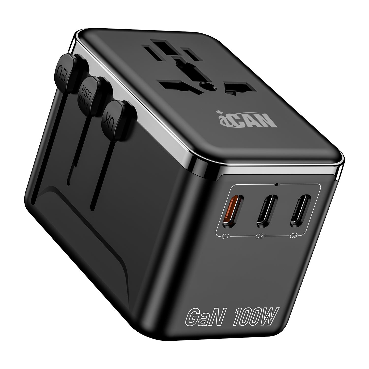 iCAN Adaptateur de voyage universel 100 W à 4 ports