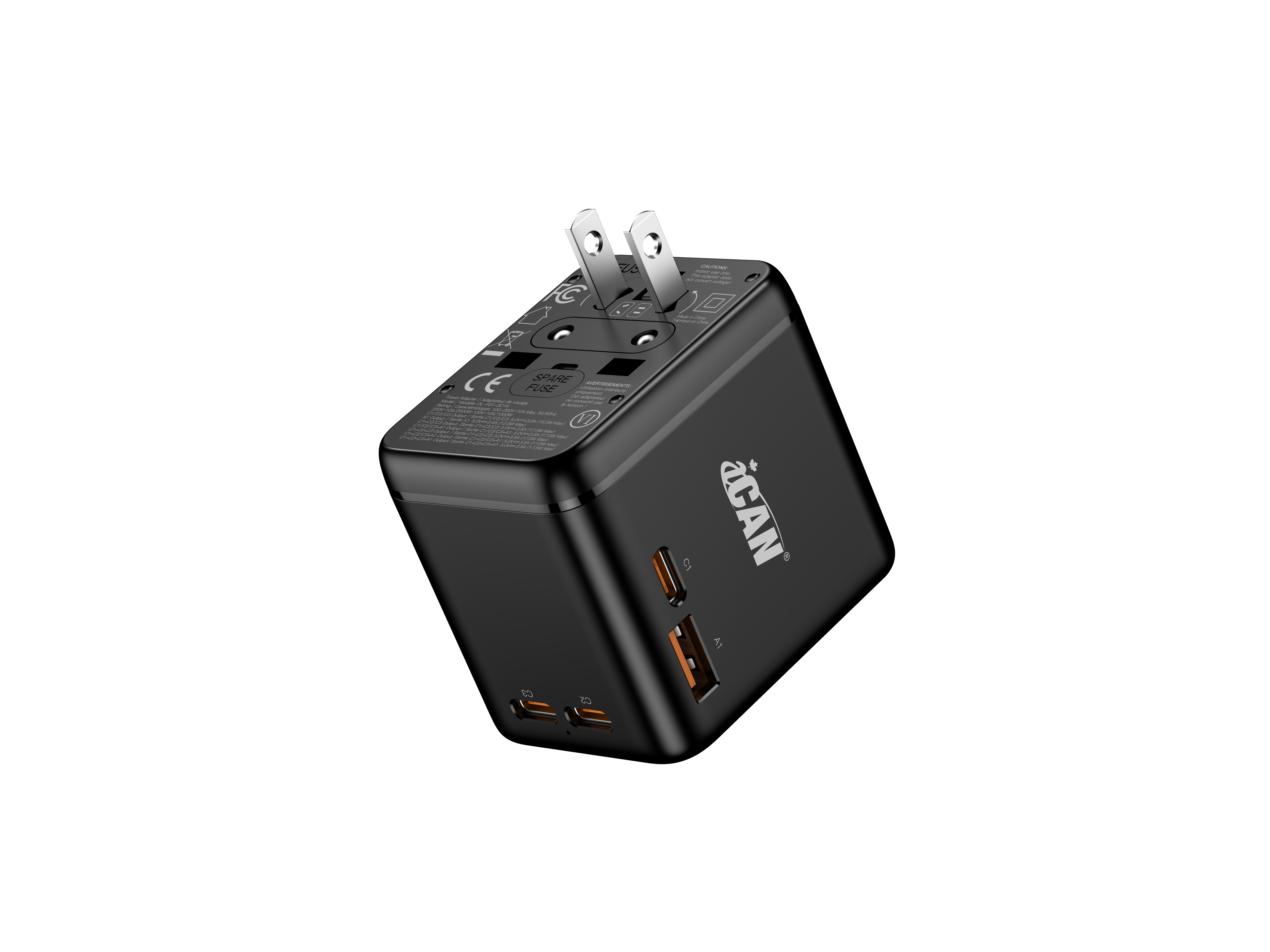 iCAN OL-F01-3C1A 17.5W 4-Port Universal Travel Adapter with 3C1A