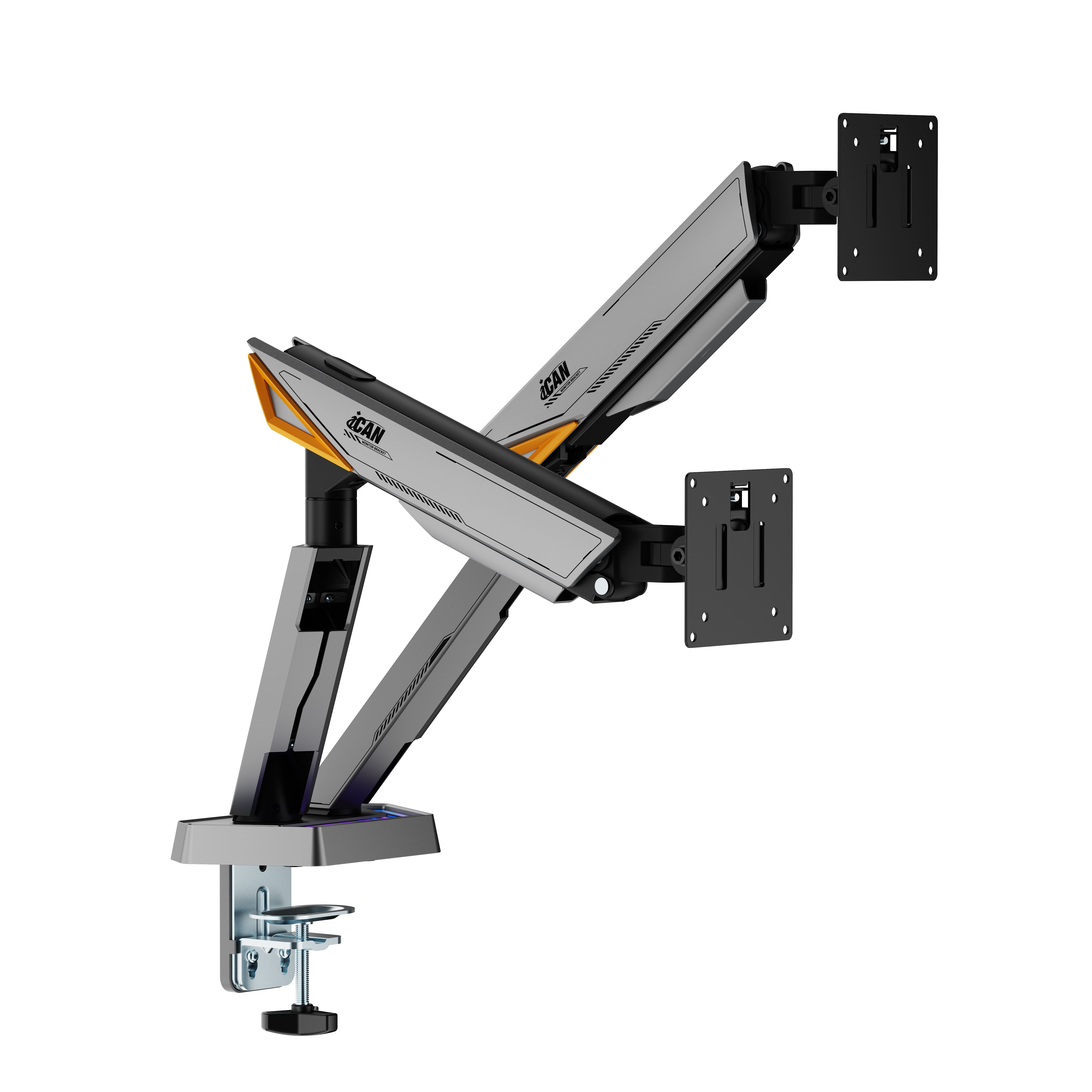 ICAN Heavy-Duty RGB Mechanical Dual Monitor Arm, fit 17"-38"(Open Box)