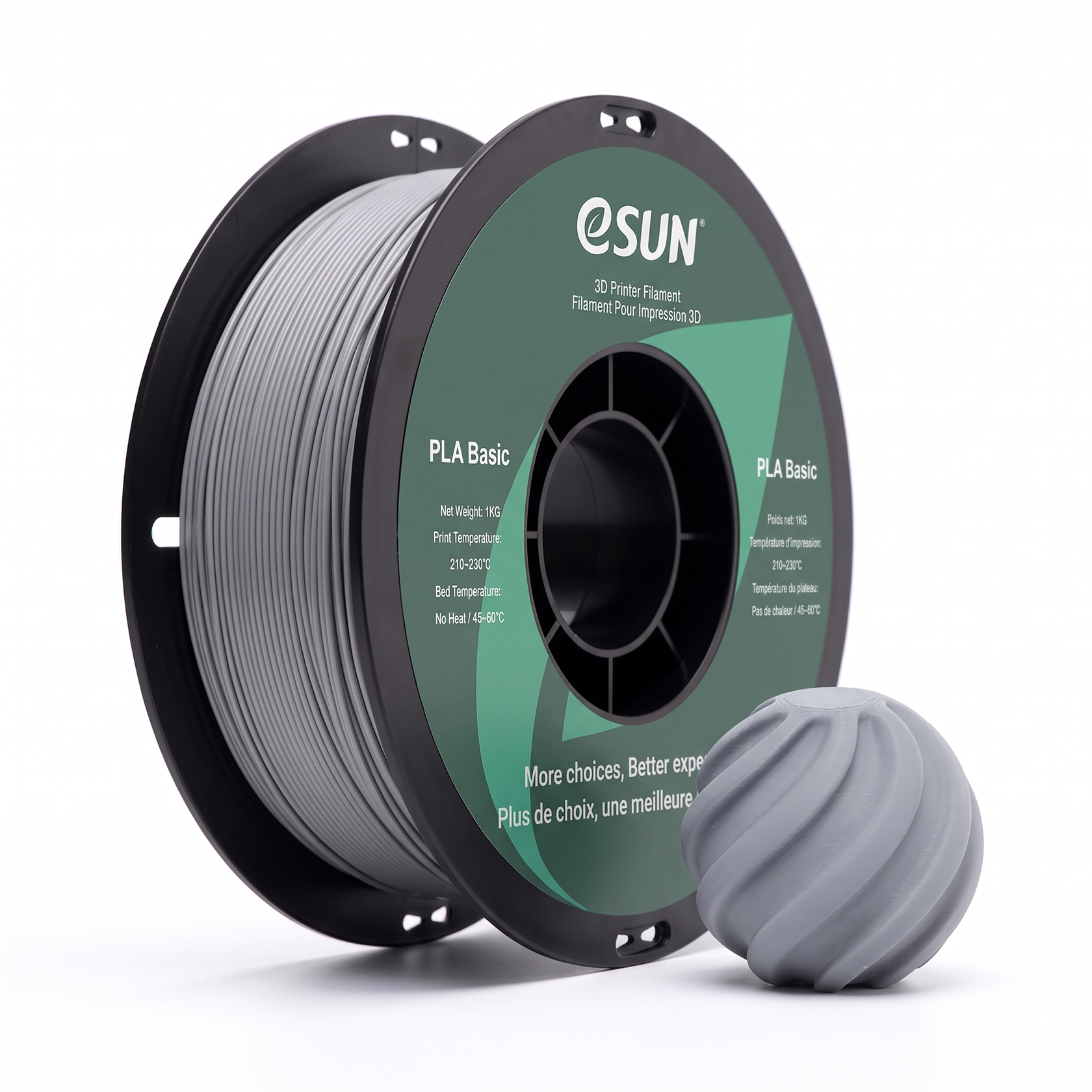 eSUN PLA Basic 3D Printing Filament 1kg, 1.75mm, Silver