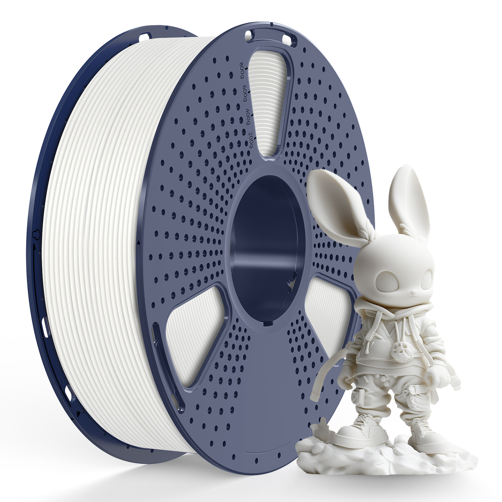 Filament méta PLA Sunlu 1,75 mm, 1 kg/bobine (blanc)