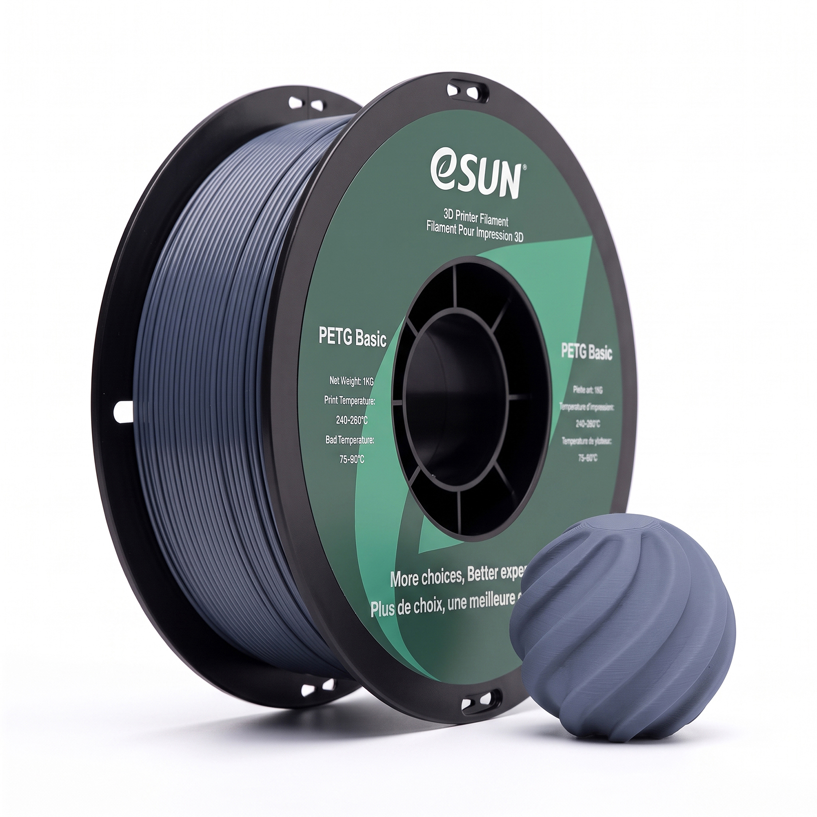 eSUN PETG Basic 3D Printing Filament 1kg, 1.75mm, Gray
