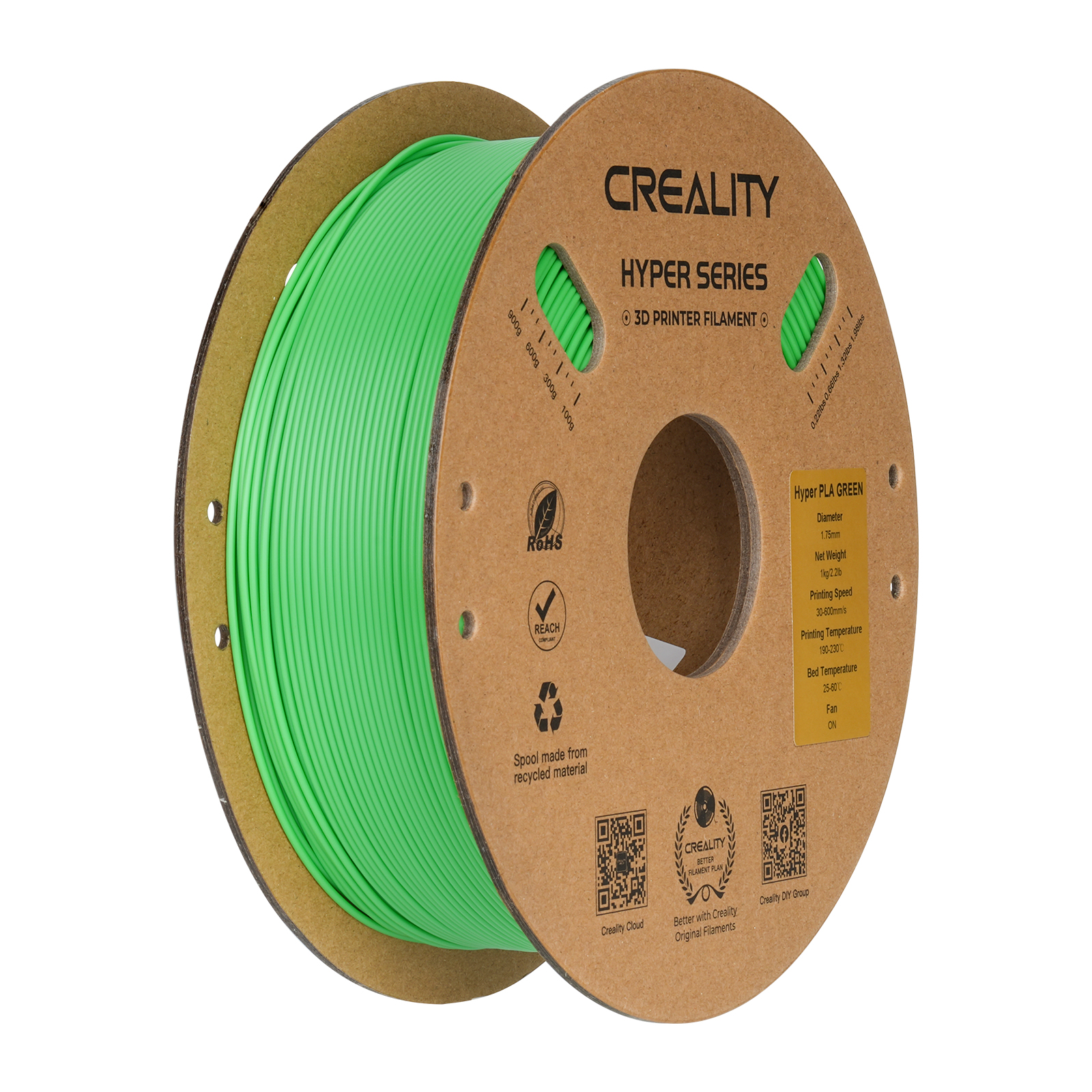 Creality Hyper Series PLA 3D Printing Filament 1kg, 1.75mm, Green