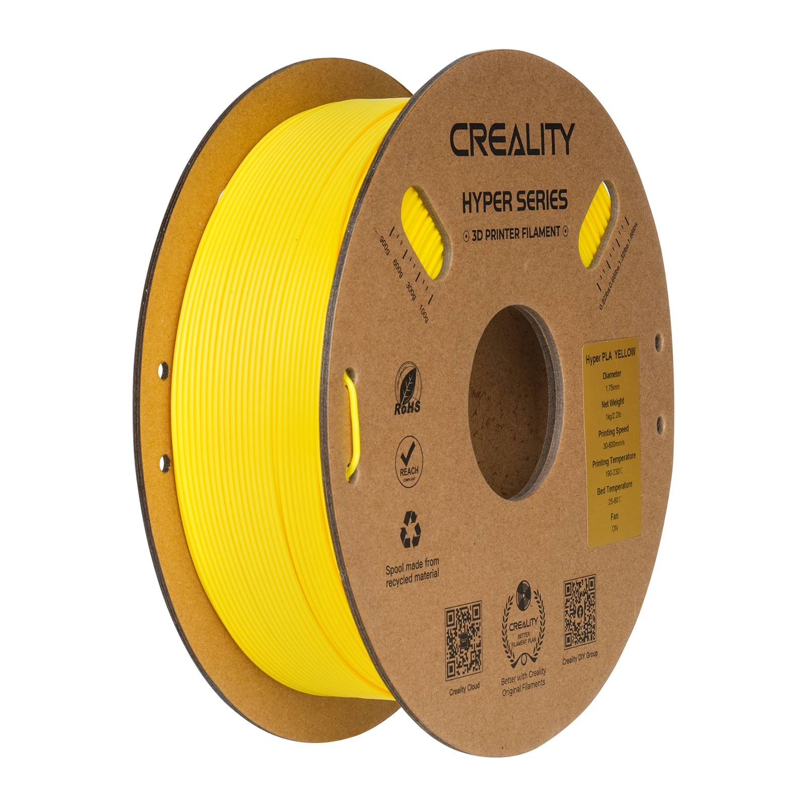 Creality Hyper Series PLA 3D Printing Filament 1kg, 1.75mm, Yellow