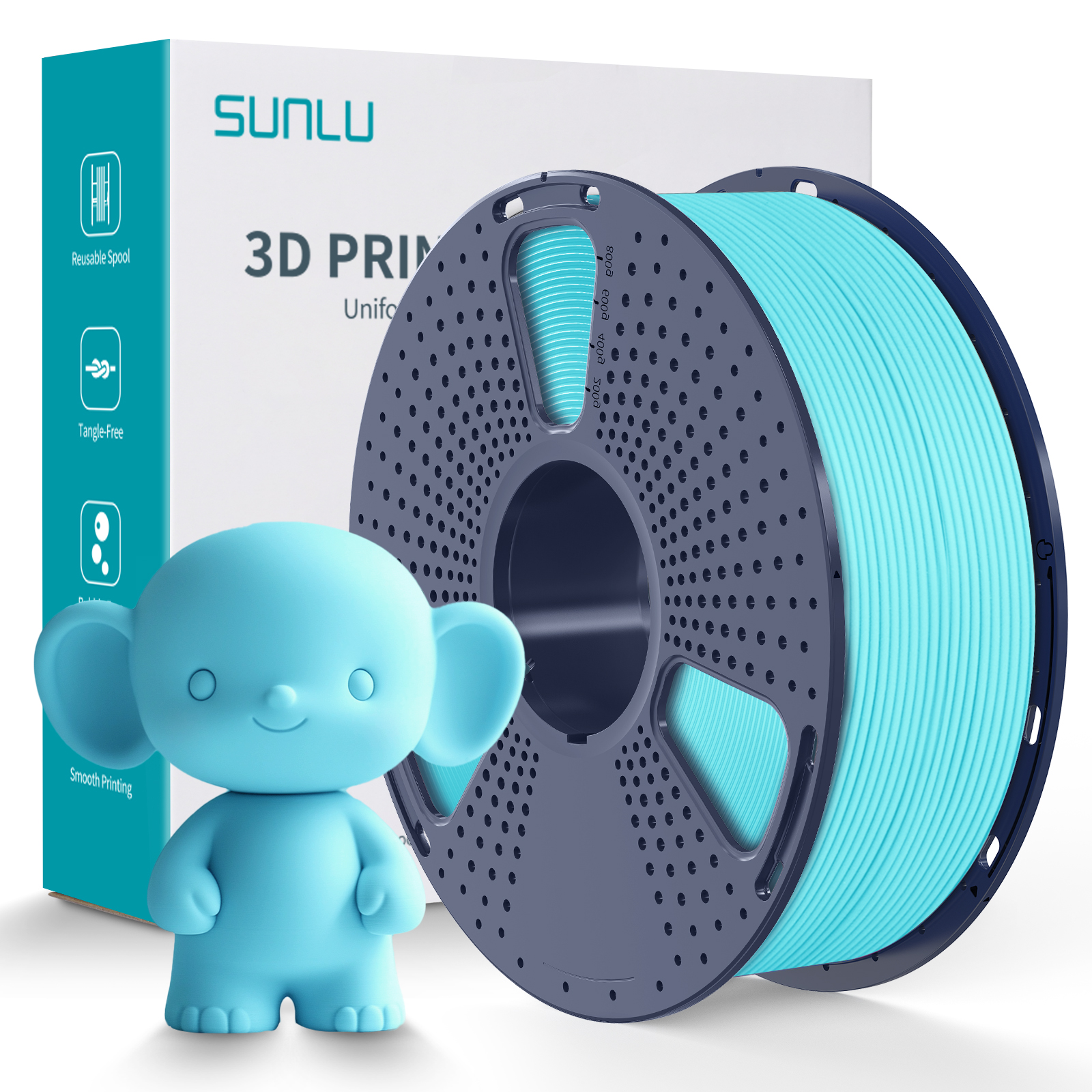Filament méta PLA Sunlu 1,75 mm, 1 kg/bobine (bleu glacier)