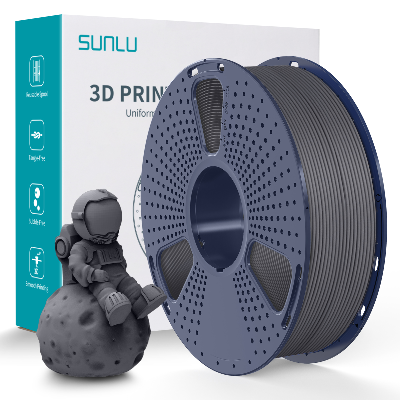 Sunlu 1.75mm, 1kg/spool, PLA Matte (Grey)