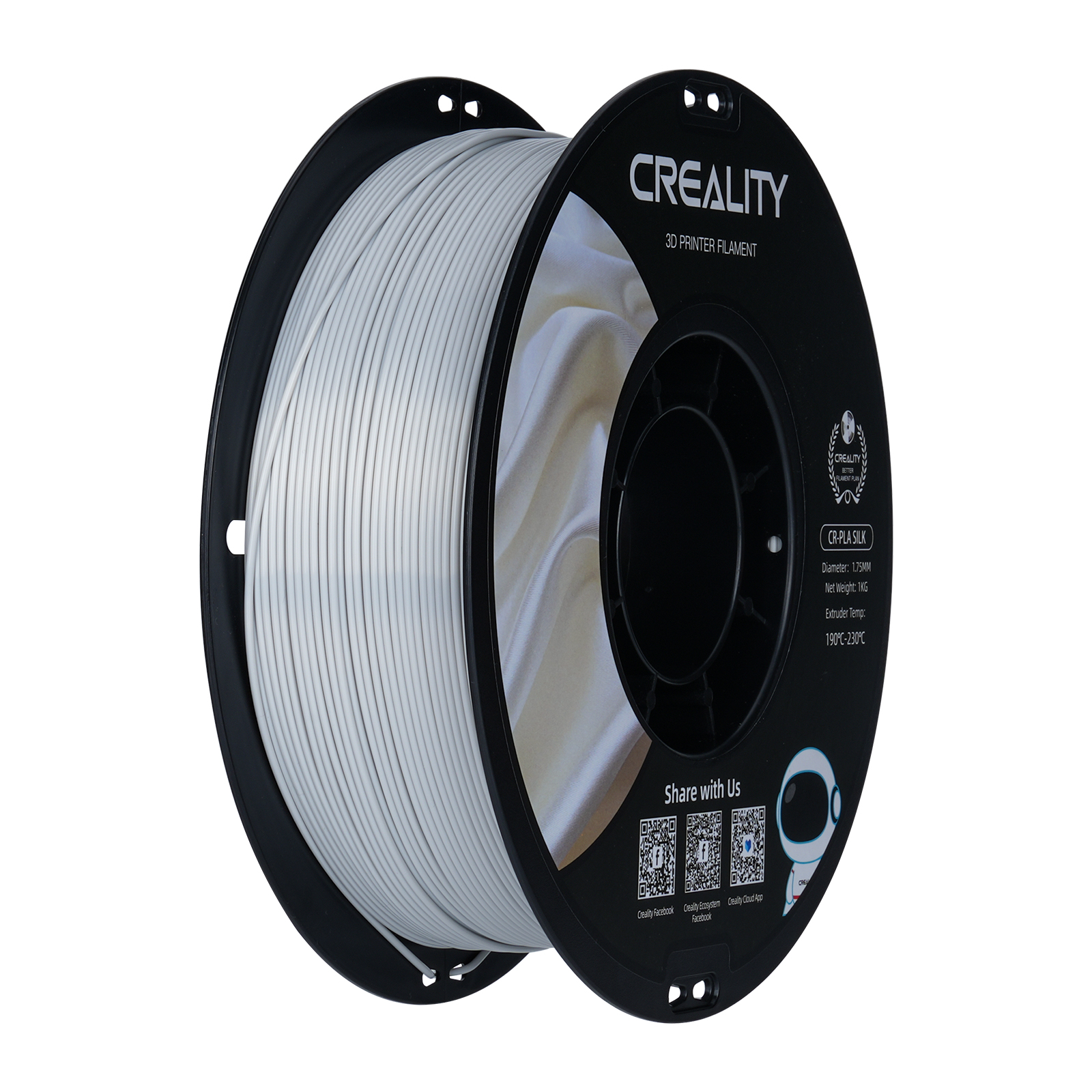 Filament PLA Creality CR-Silk 1,0 kg 1,75 mm, argent