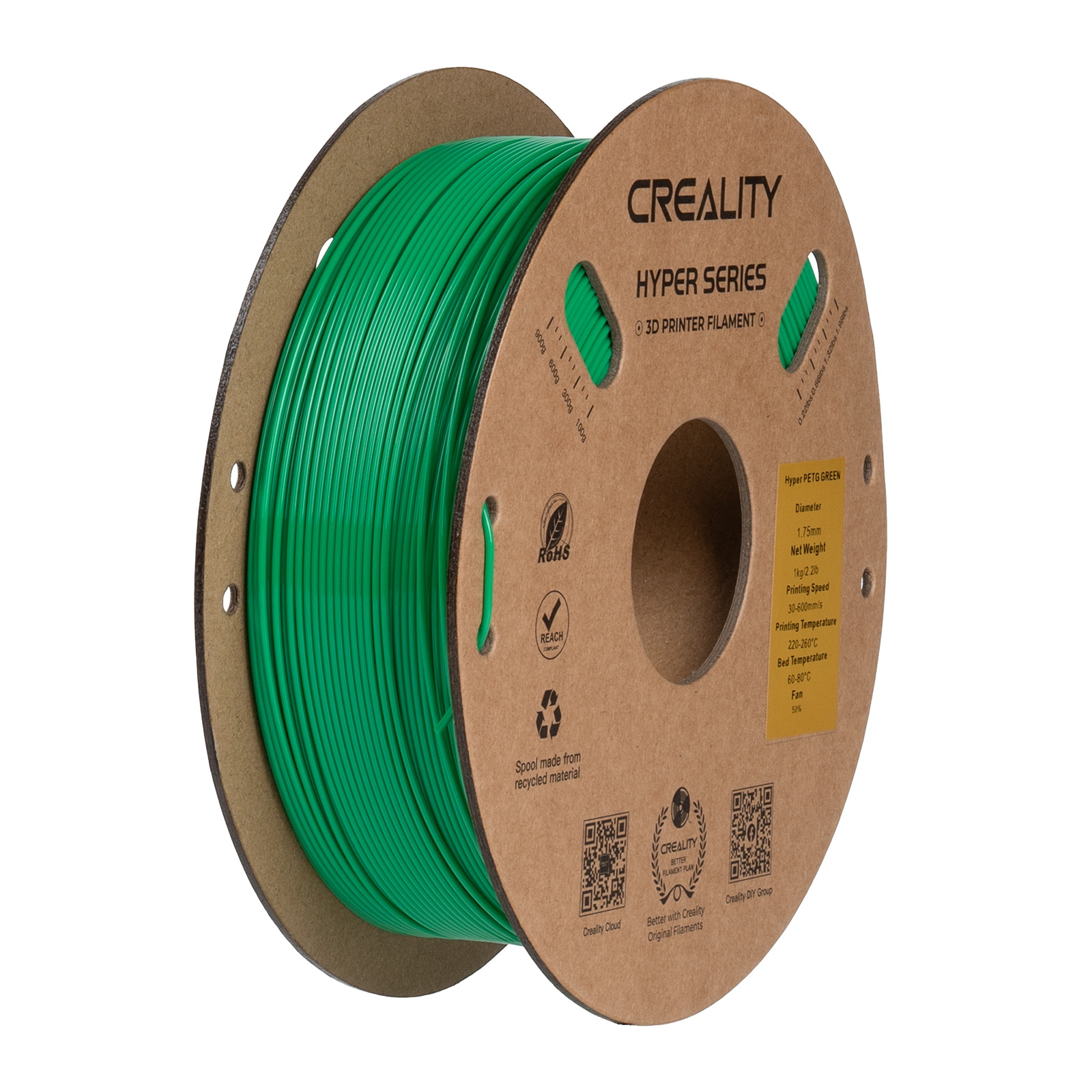 Creality Hyper-PETG Filament 1.0Kg 1.75mm, Green