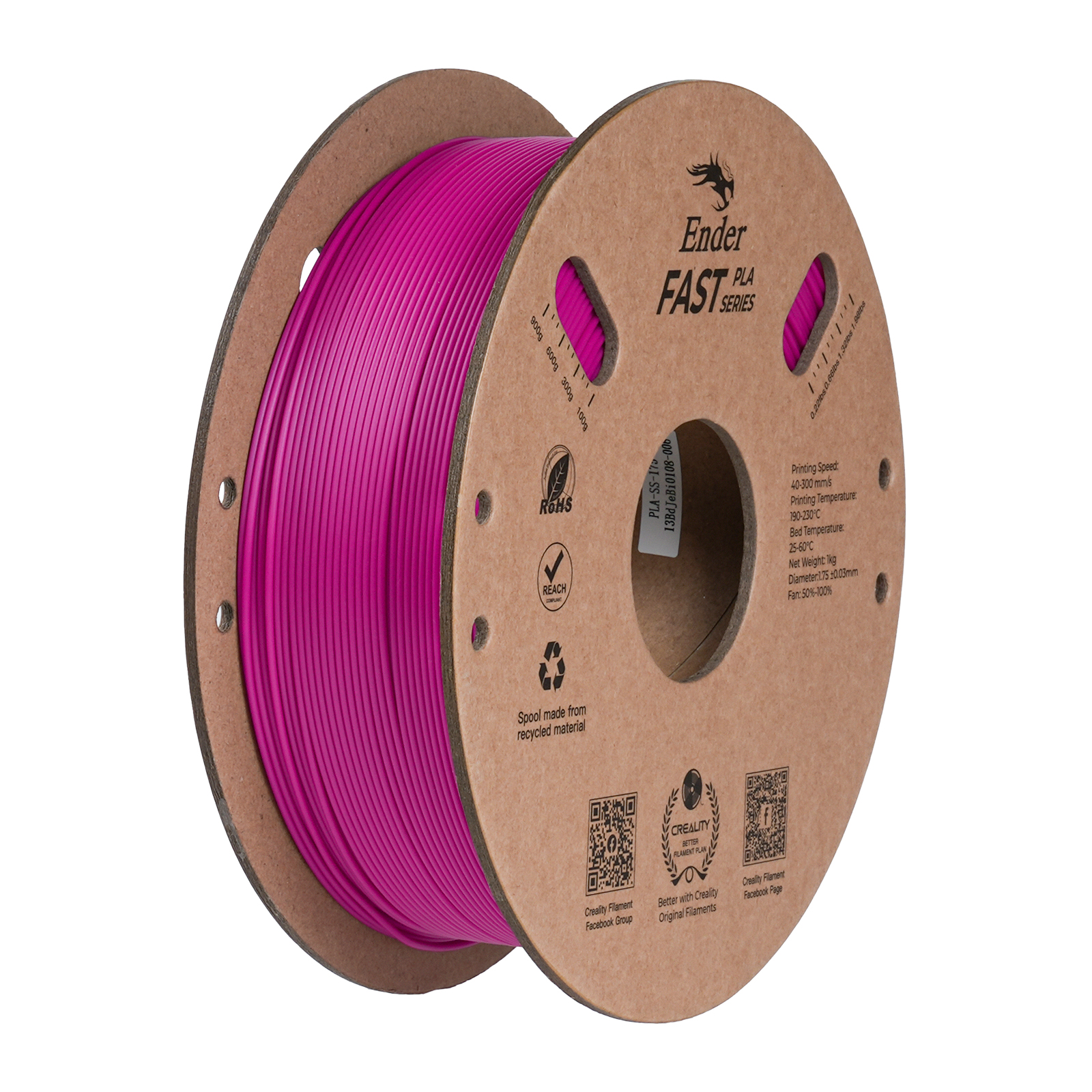 Filament PLA rapide Creality Ender, 1,0 kg, 1,75 mm, 300 mm/s, violet