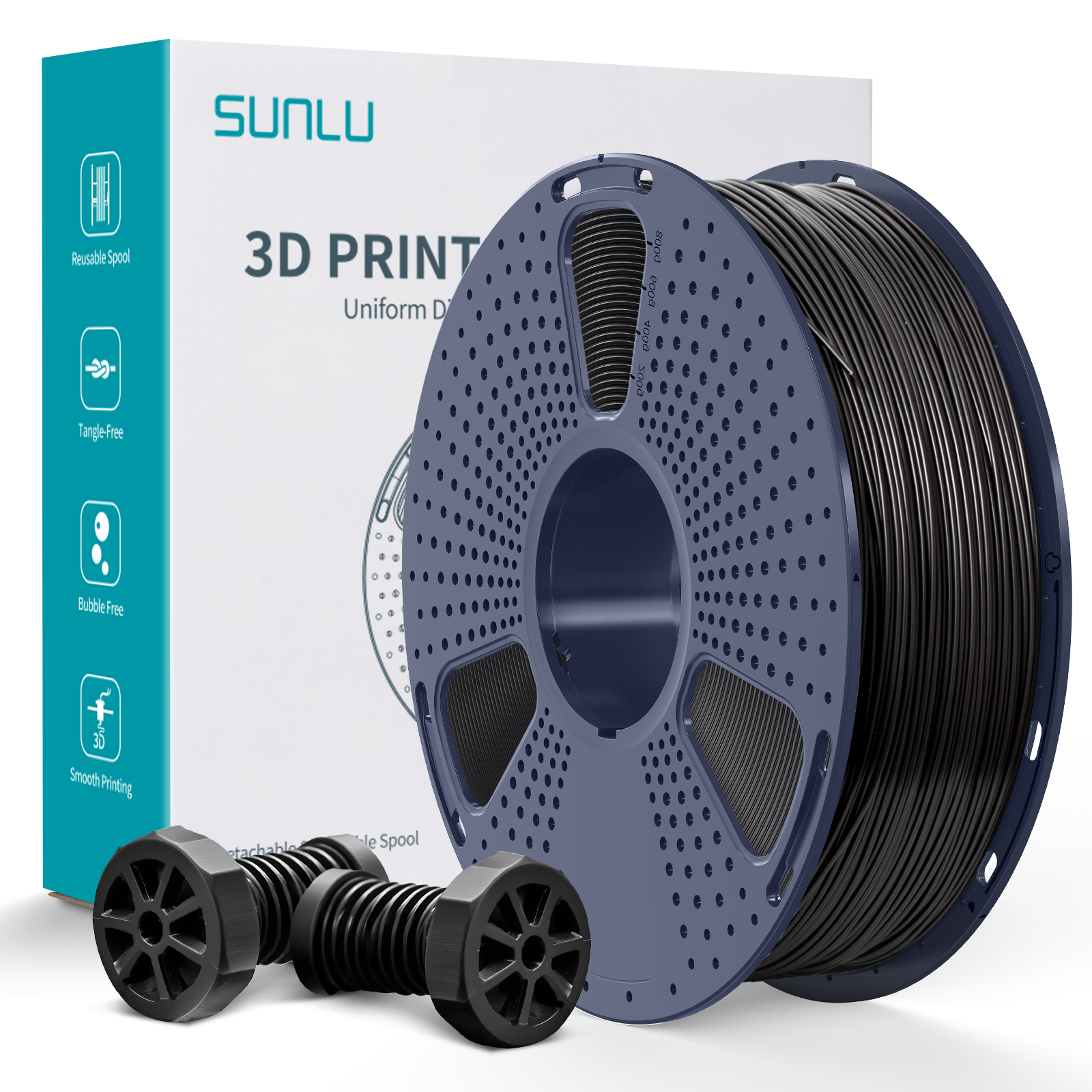 Sunlu 1,75 mm, 0,9 kg/bobine, filament ABS (noir)