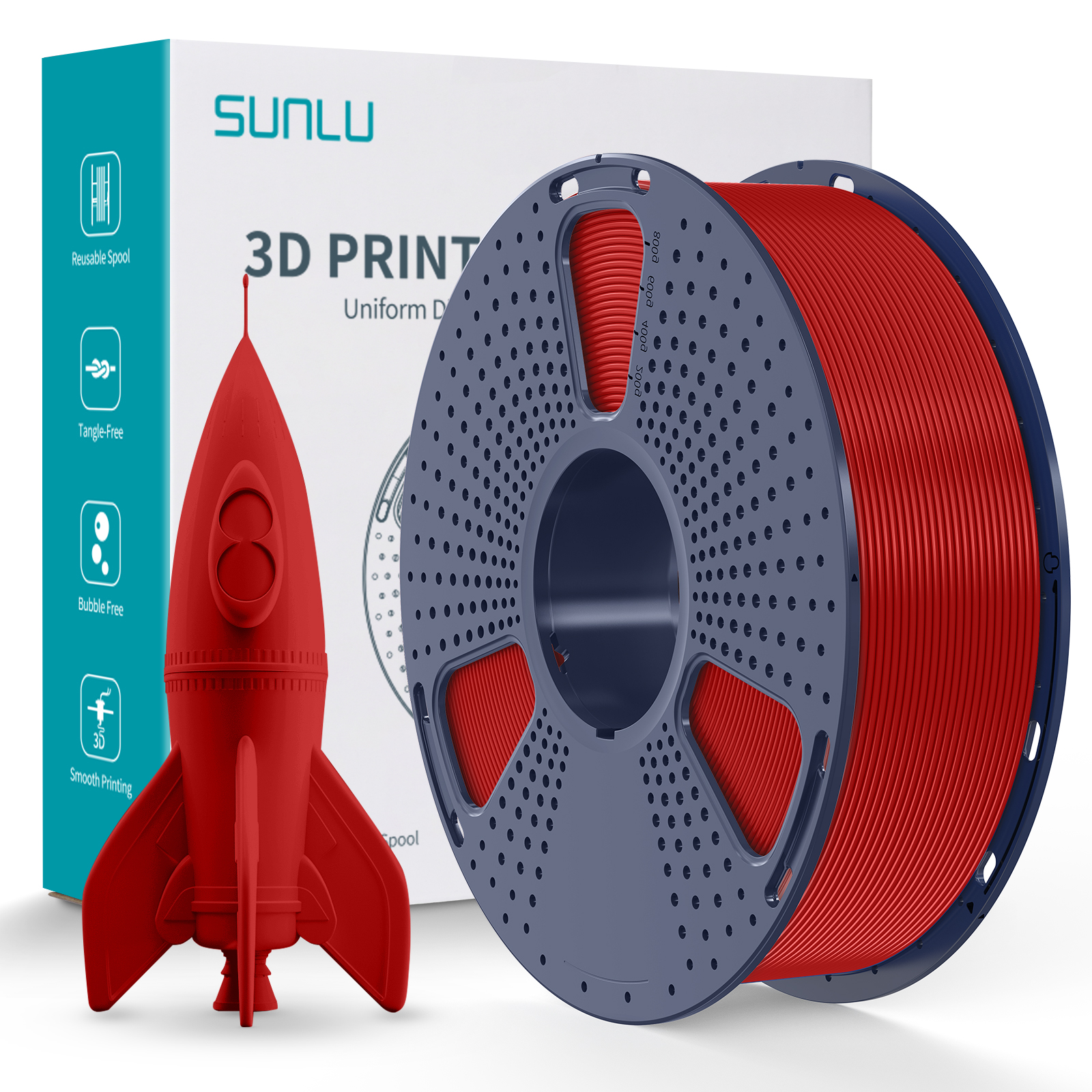 Sunlu 1.75mm, 0.9kg/spool, ABS filament (Red)