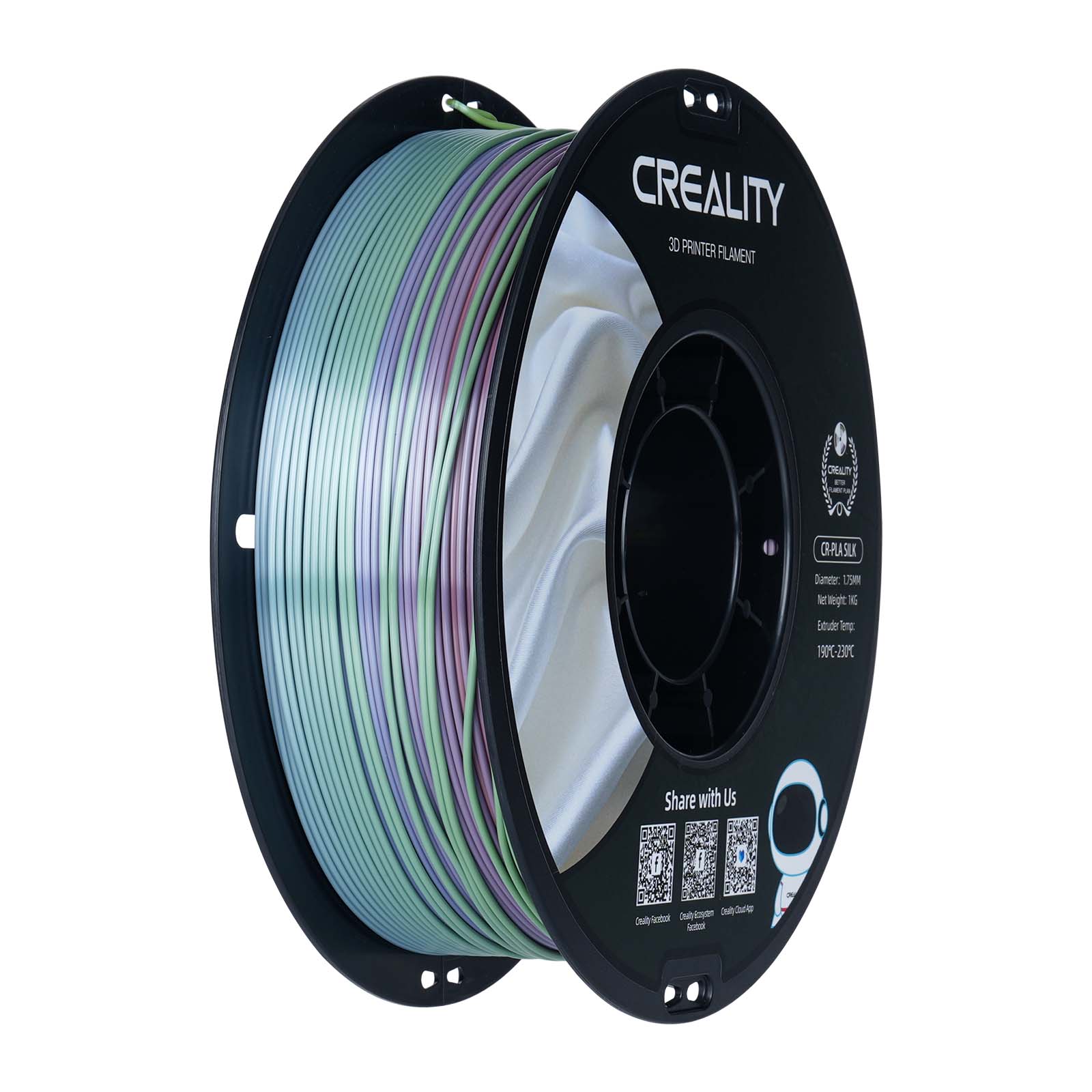 Creality CR-Silk PLA Filament 1.0Kg 1.75mm, Silk Rainbow