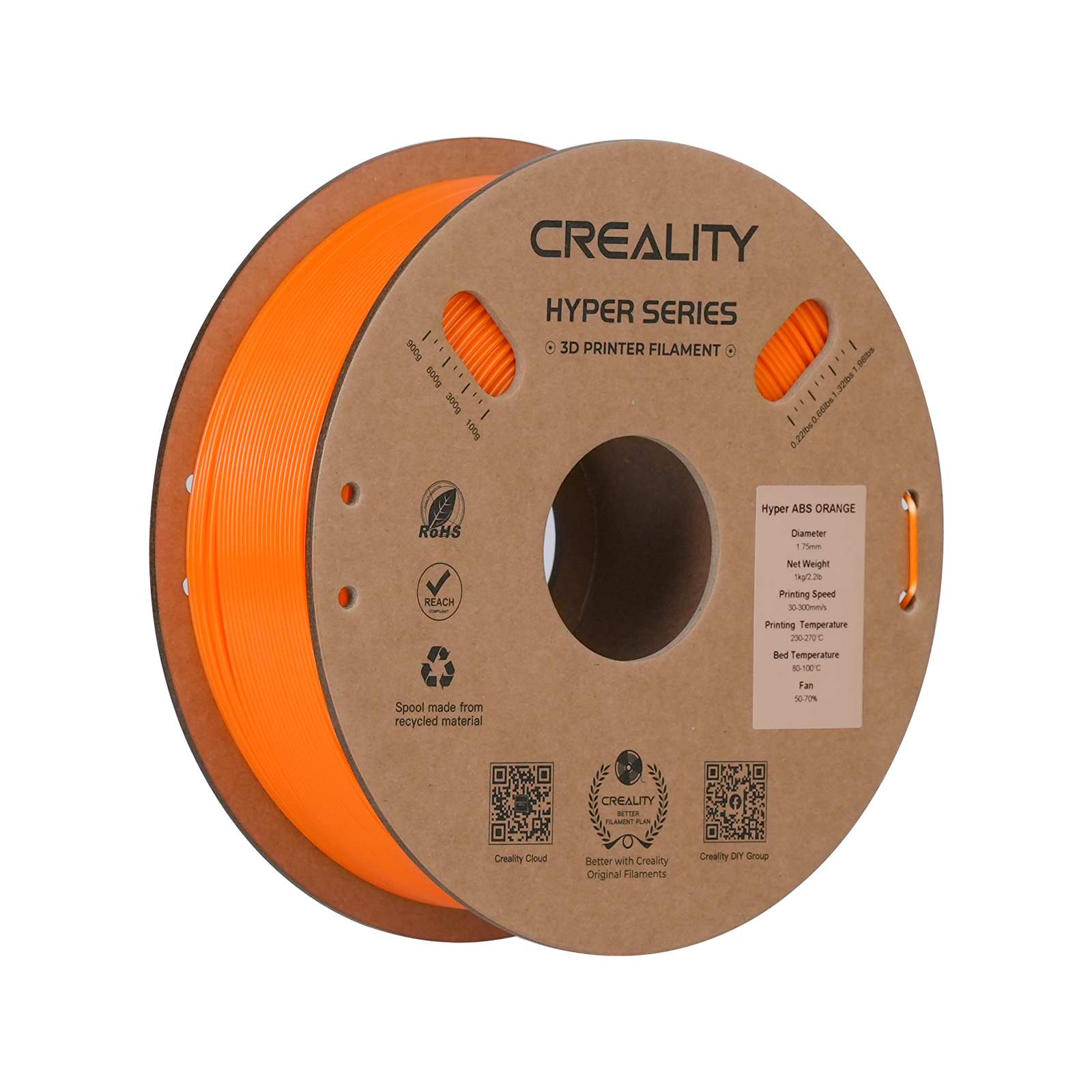 Creality Hyper Series ABS 3D Printing Filament 1kg, 1.75mm, Orange