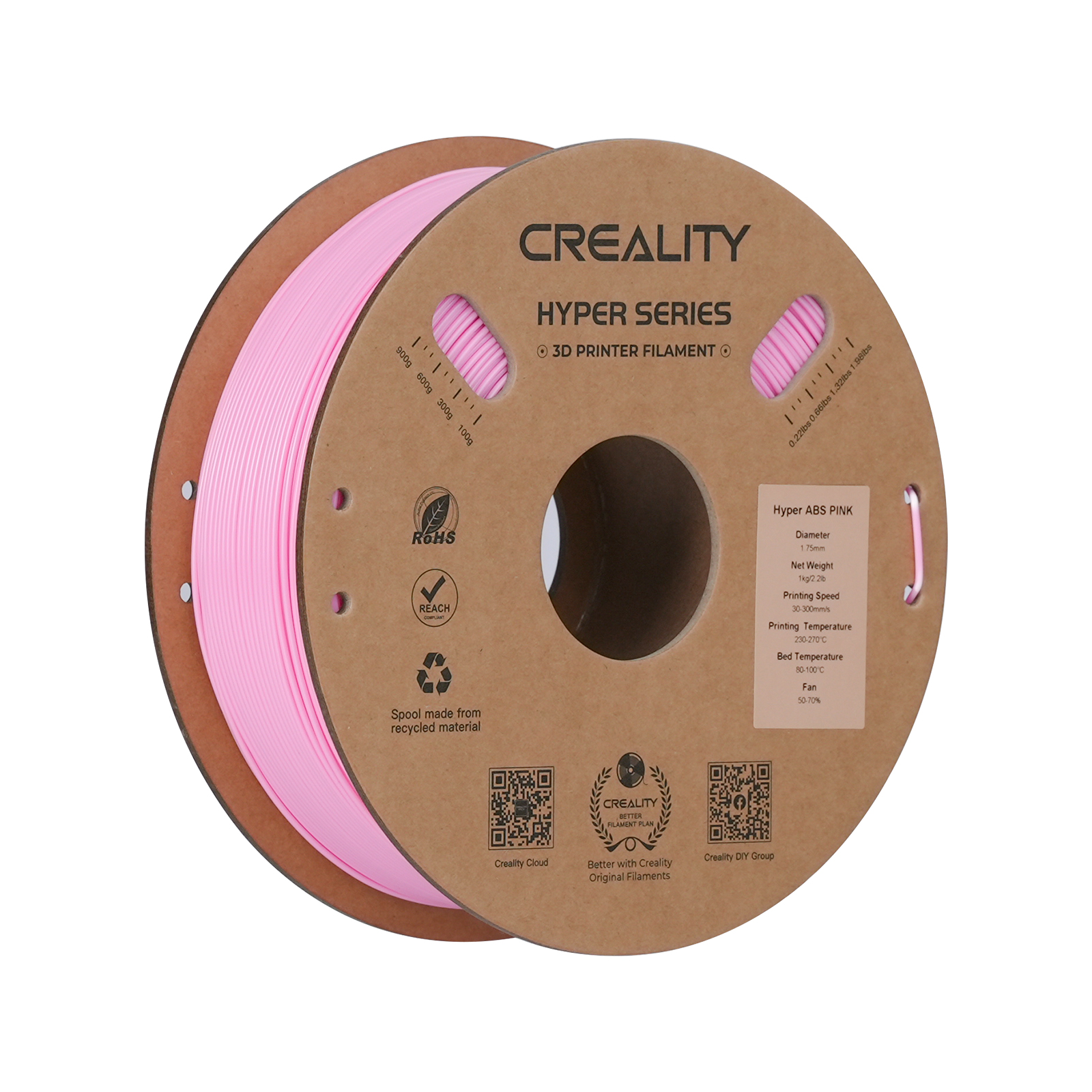 Creality Hyper Series ABS 3D Printing Filament 1kg, 1.75mm, Pink