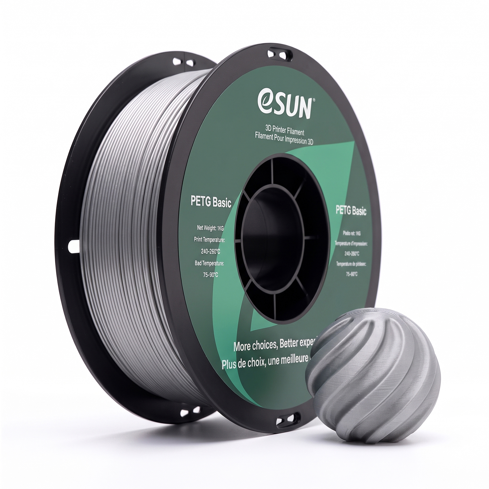 eSUN PETG Basic 3D Printing Filament 1kg, 1.75mm, Silver