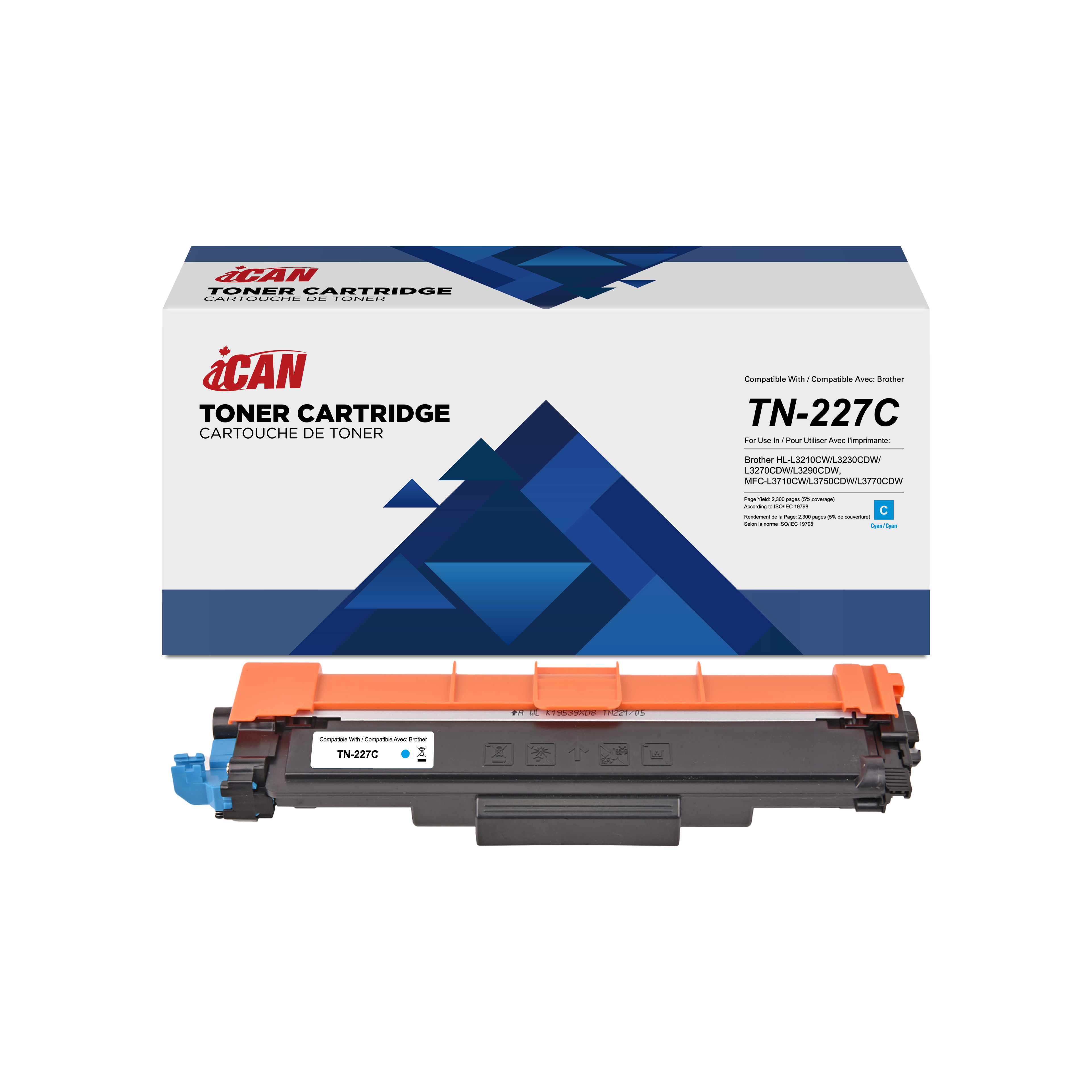 Cartouche de toner cyan Brother TN227-2.3K-C compatible iCAN (TN227C)
