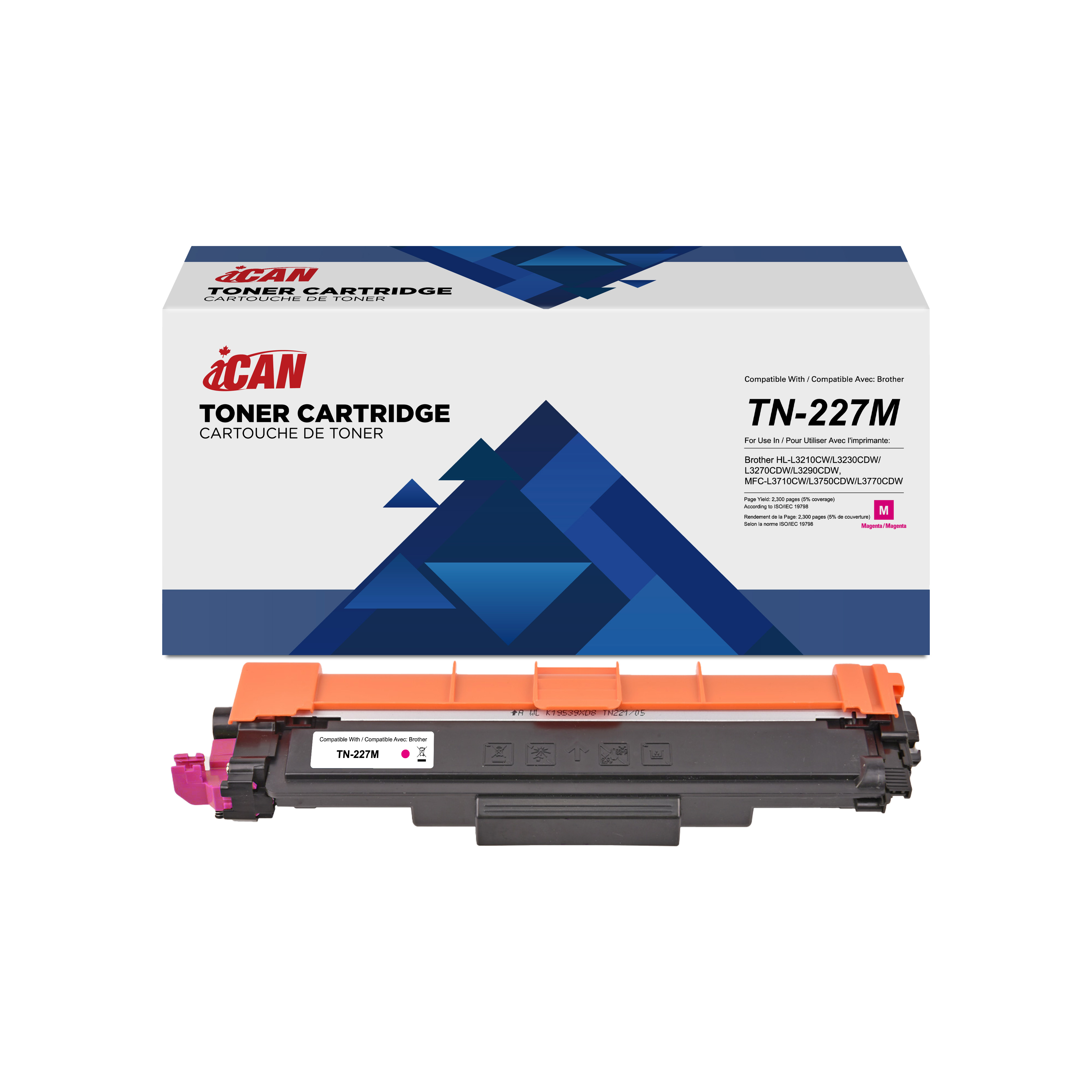 iCAN Compatible Brother TN227-2.3K-M Magenta Toner Cartridge (TN227M)