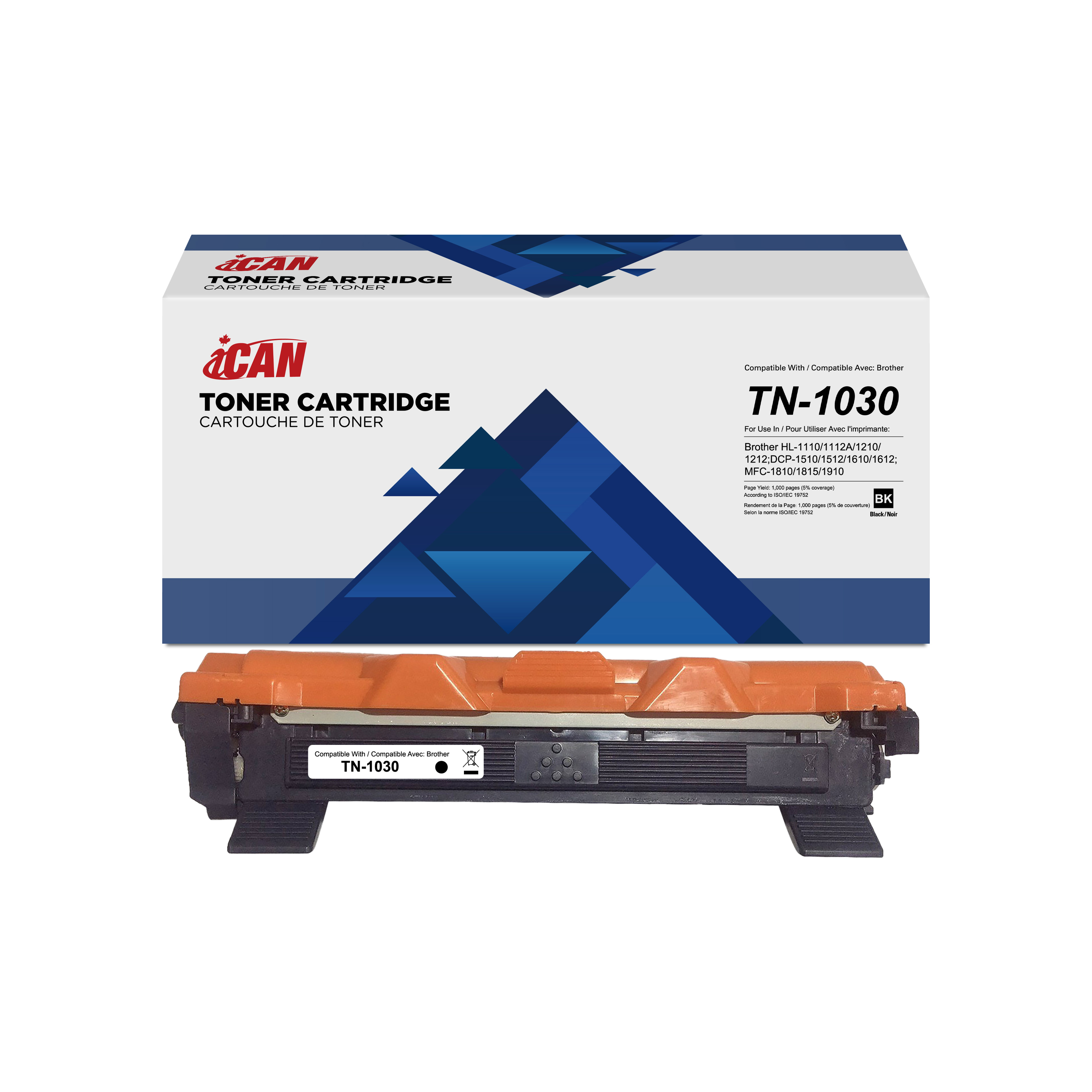 Cartouche de toner monochrome Brother TN-1030 compatible iCan