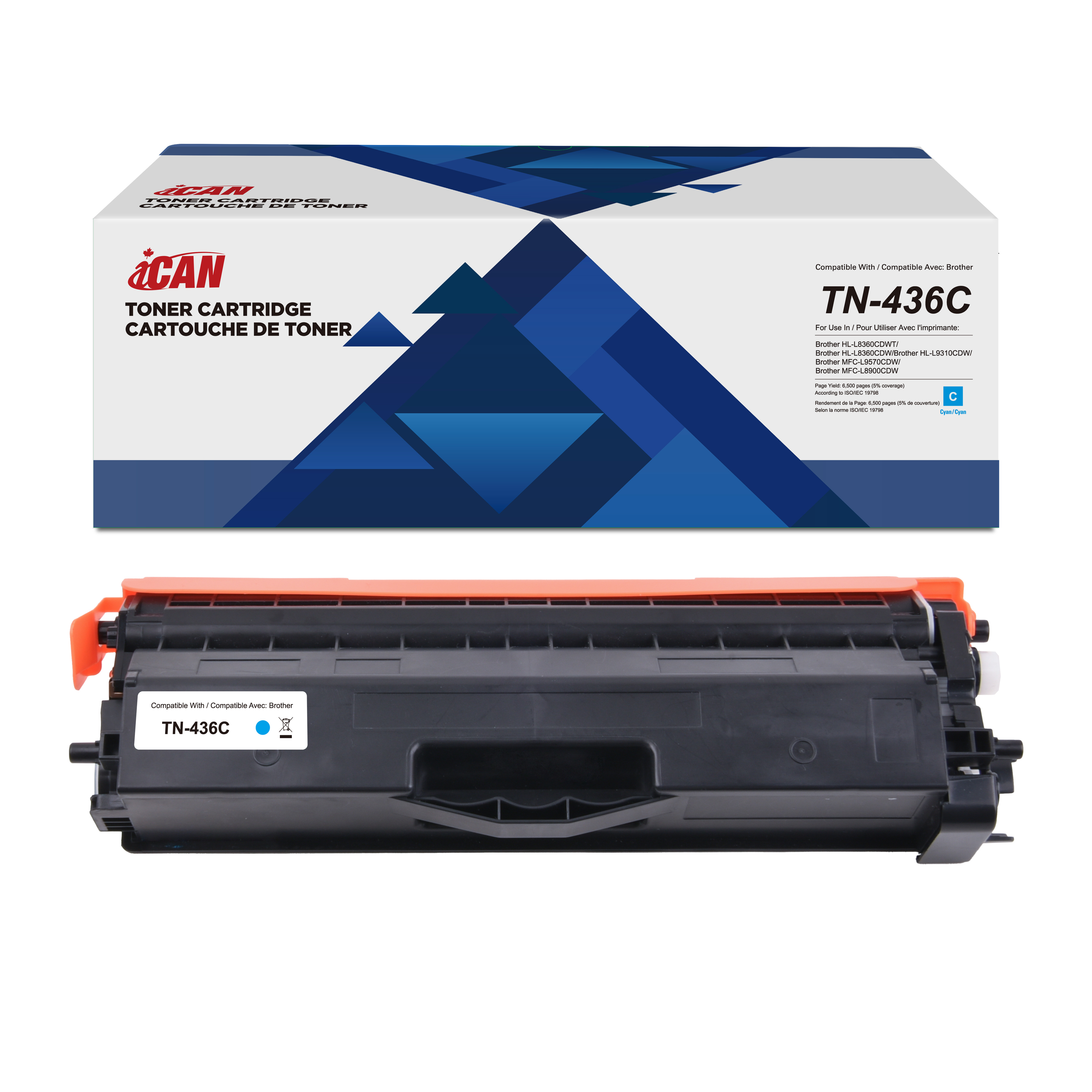 Cartouche de toner cyan  iCan compatible avec Brother TN-436C