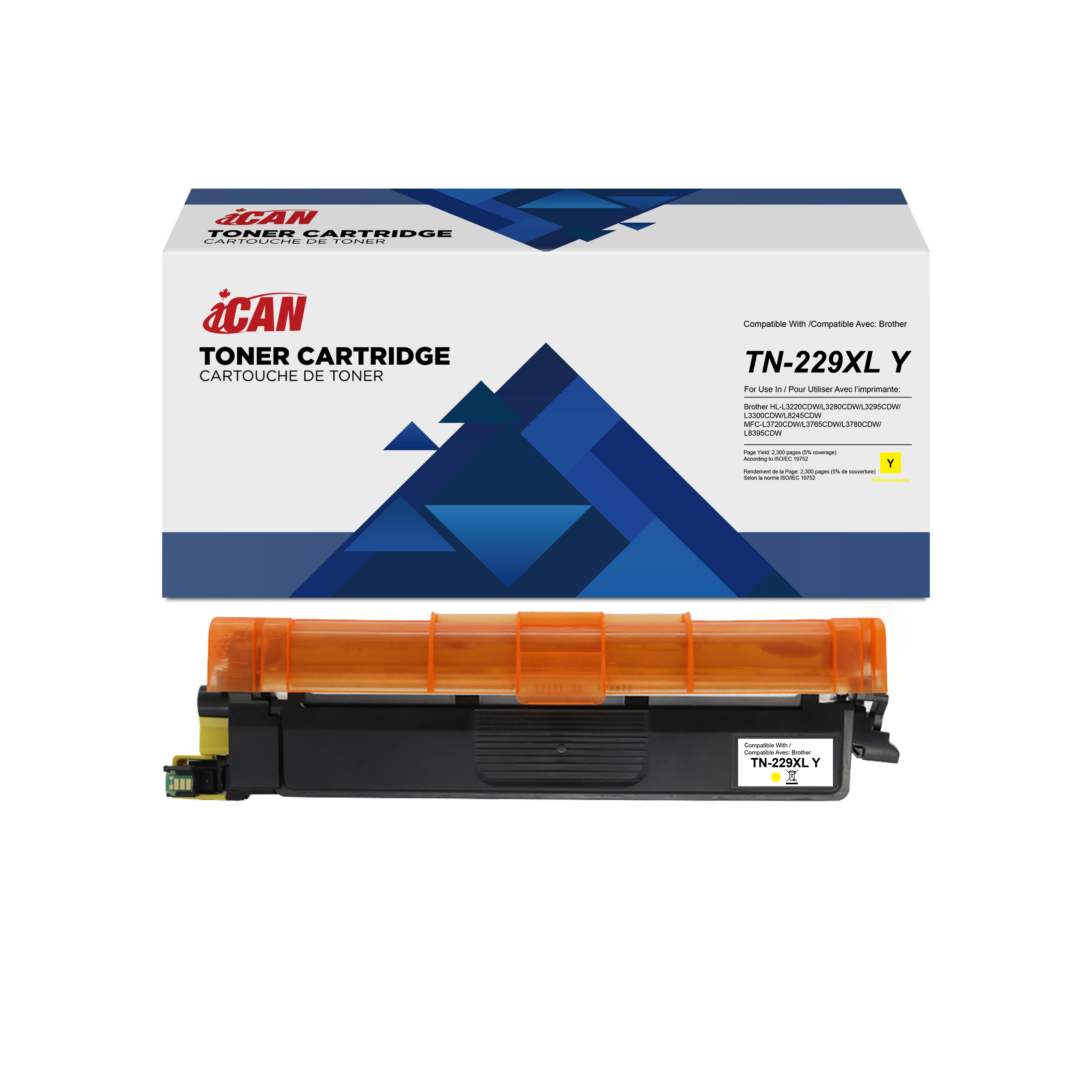 iCAN Compatible Brother TN229XL Cartouche de Toner Jaune avec Puce