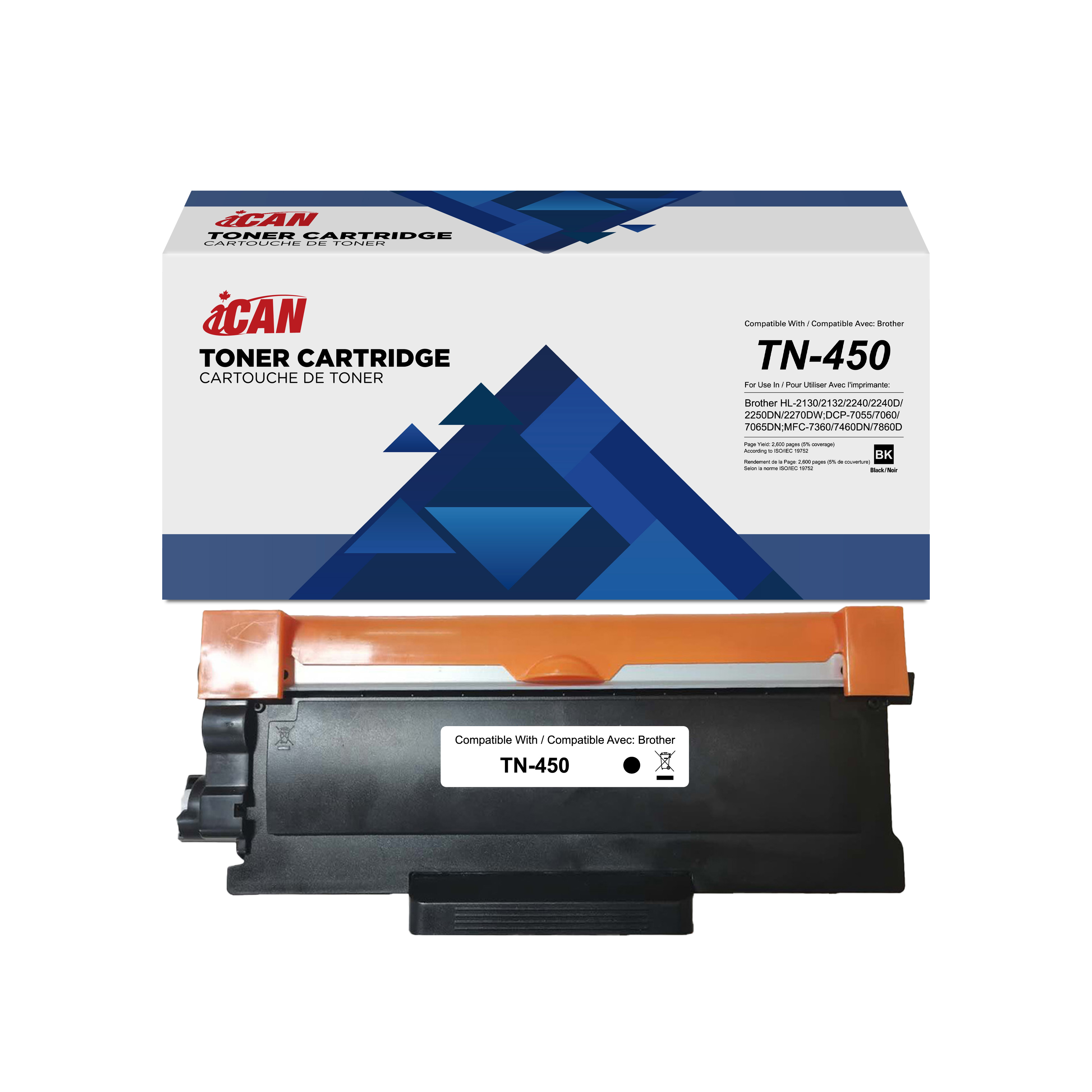 iCAN Compatible Brother TN450 Cartouche de Toner Noir Haute Capacité