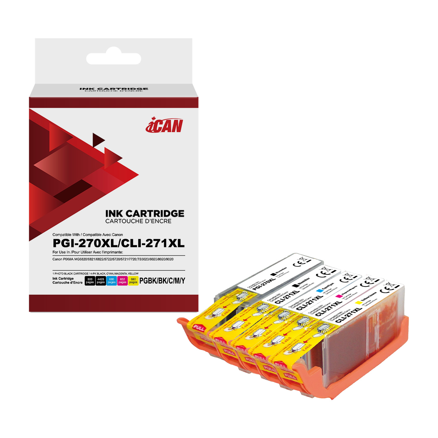 iCan Canon PGI-270XL Black and CLI-271XL Black Tri-color Ink Cartridge