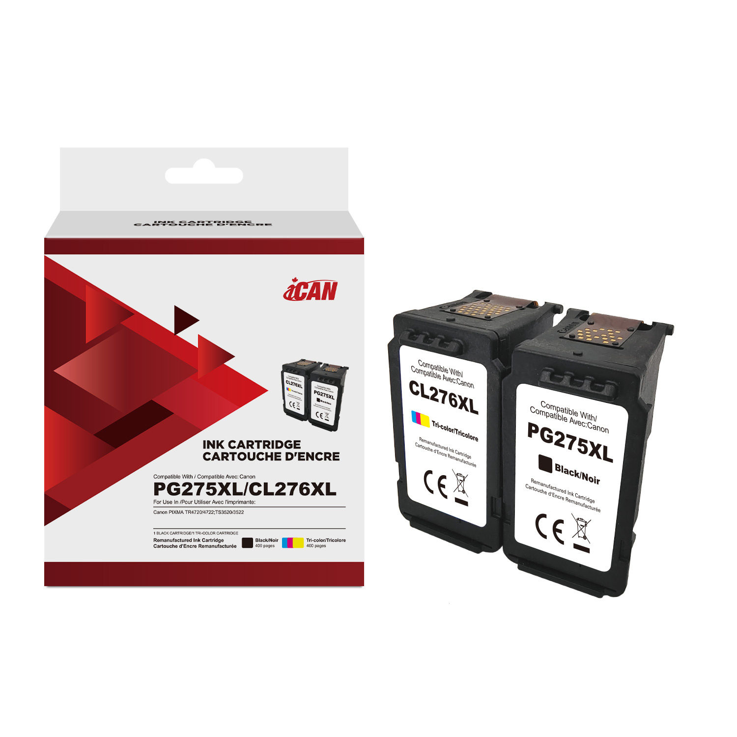 iCan Canon PG275XL Black and CL276XL Ink Cartridge