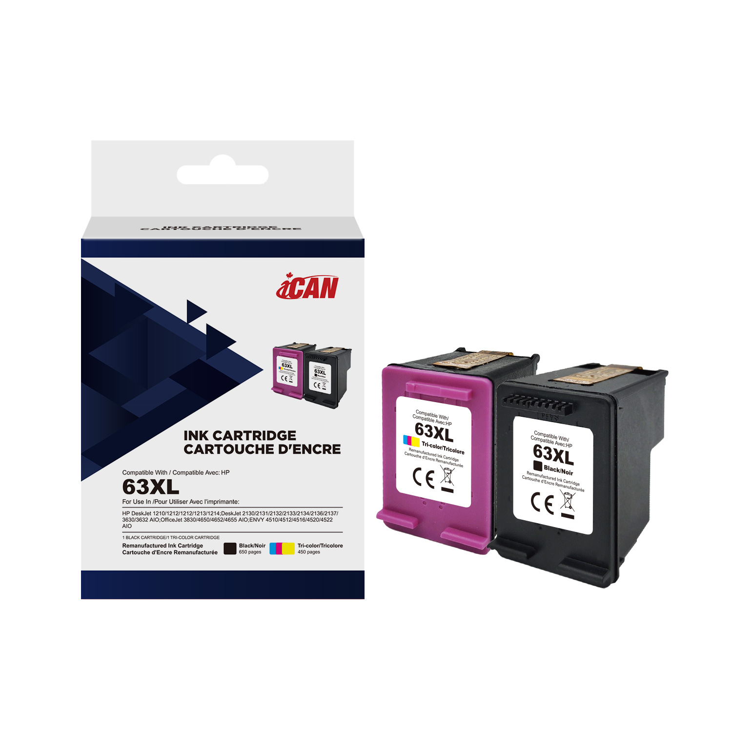 iCAN 63XL Ink Cartridges Black and Color Combo Pack (Remanufactured)