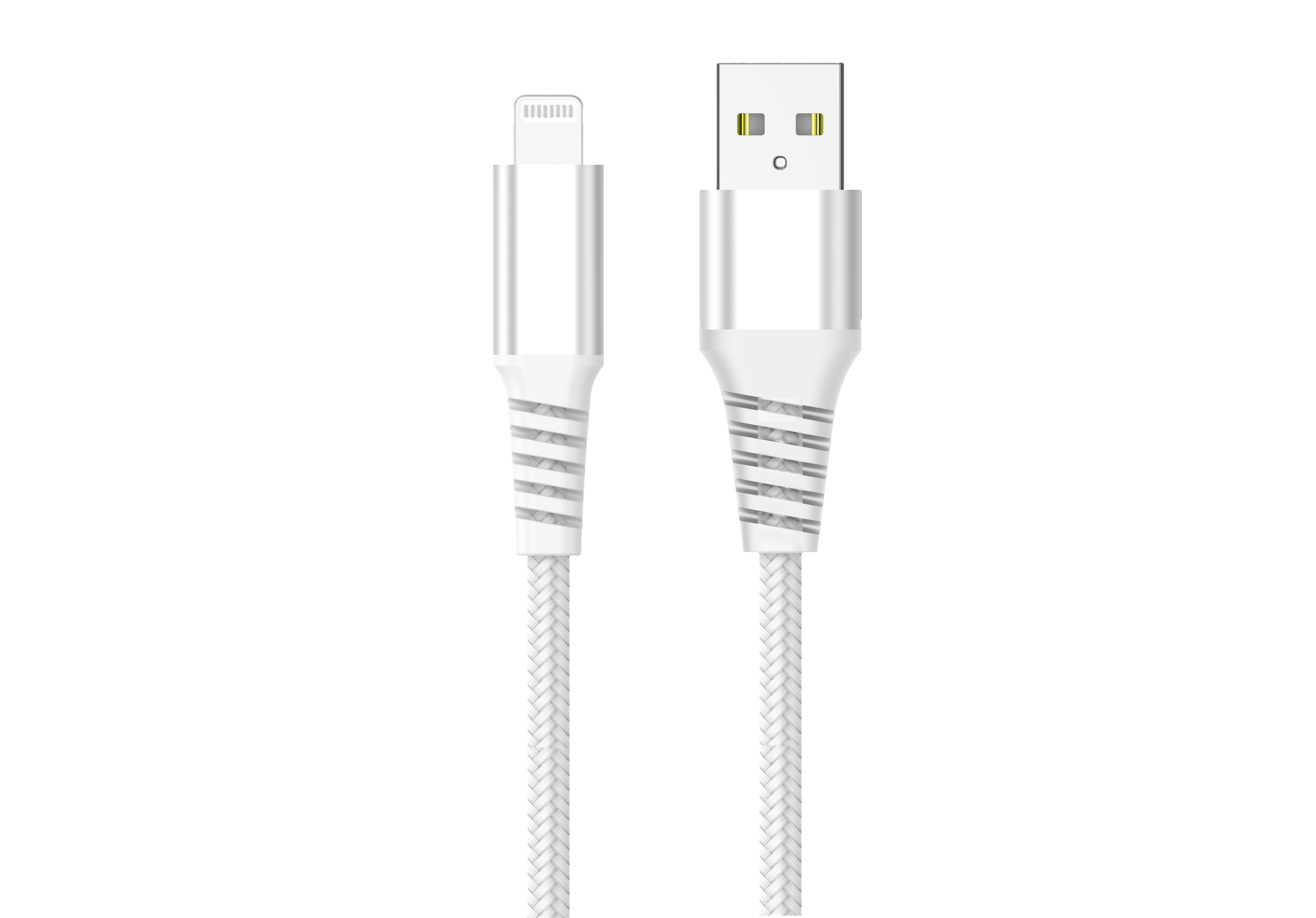 Câble iCAN MFi USB-A 2.0 vers Lightning, Tressé, Coque En Aluminium, 6pi, Blanc