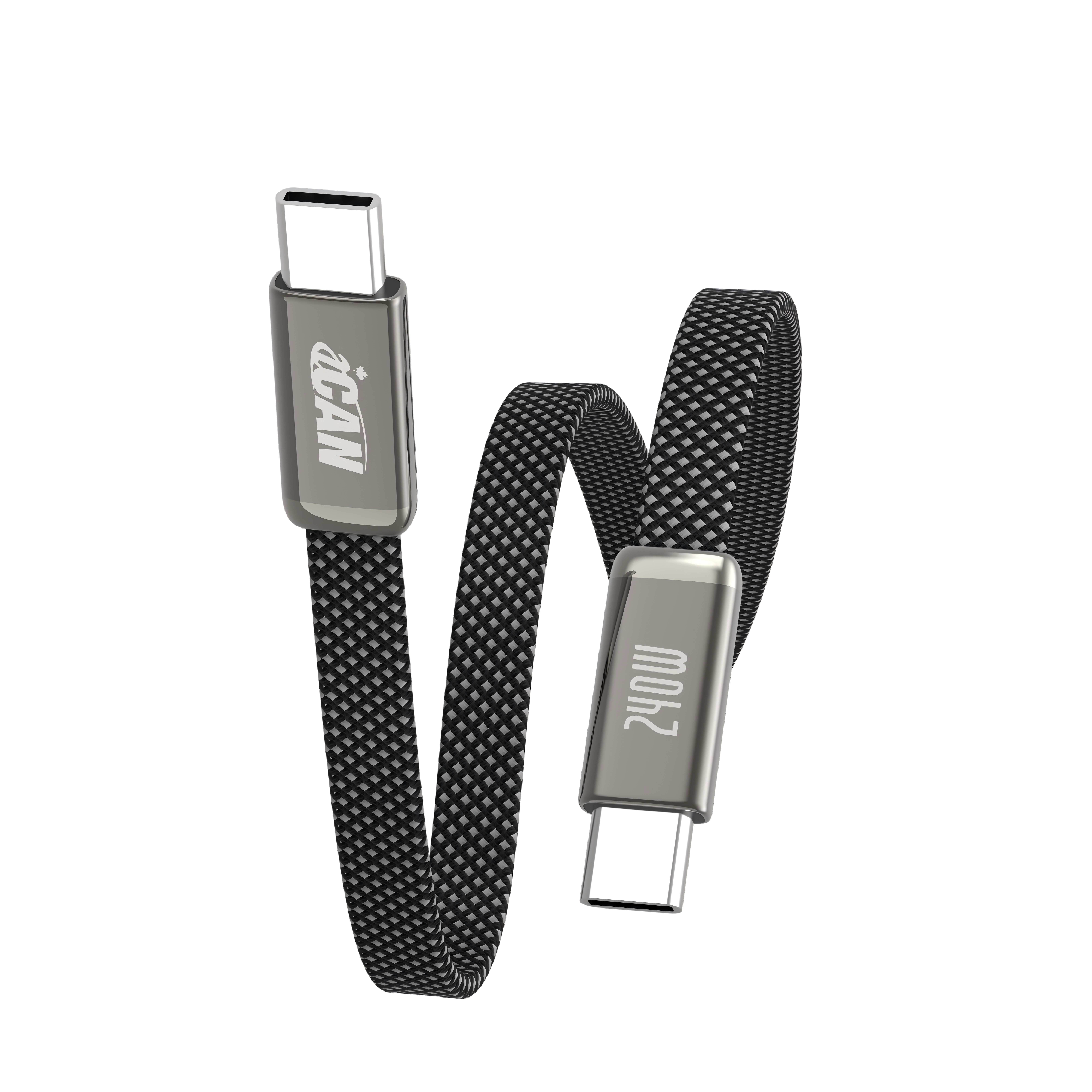 iCAN USB 2.0 Ultra-thin Type-C Male to Male Flat Cable, 240W, 3ft(Open Box)
