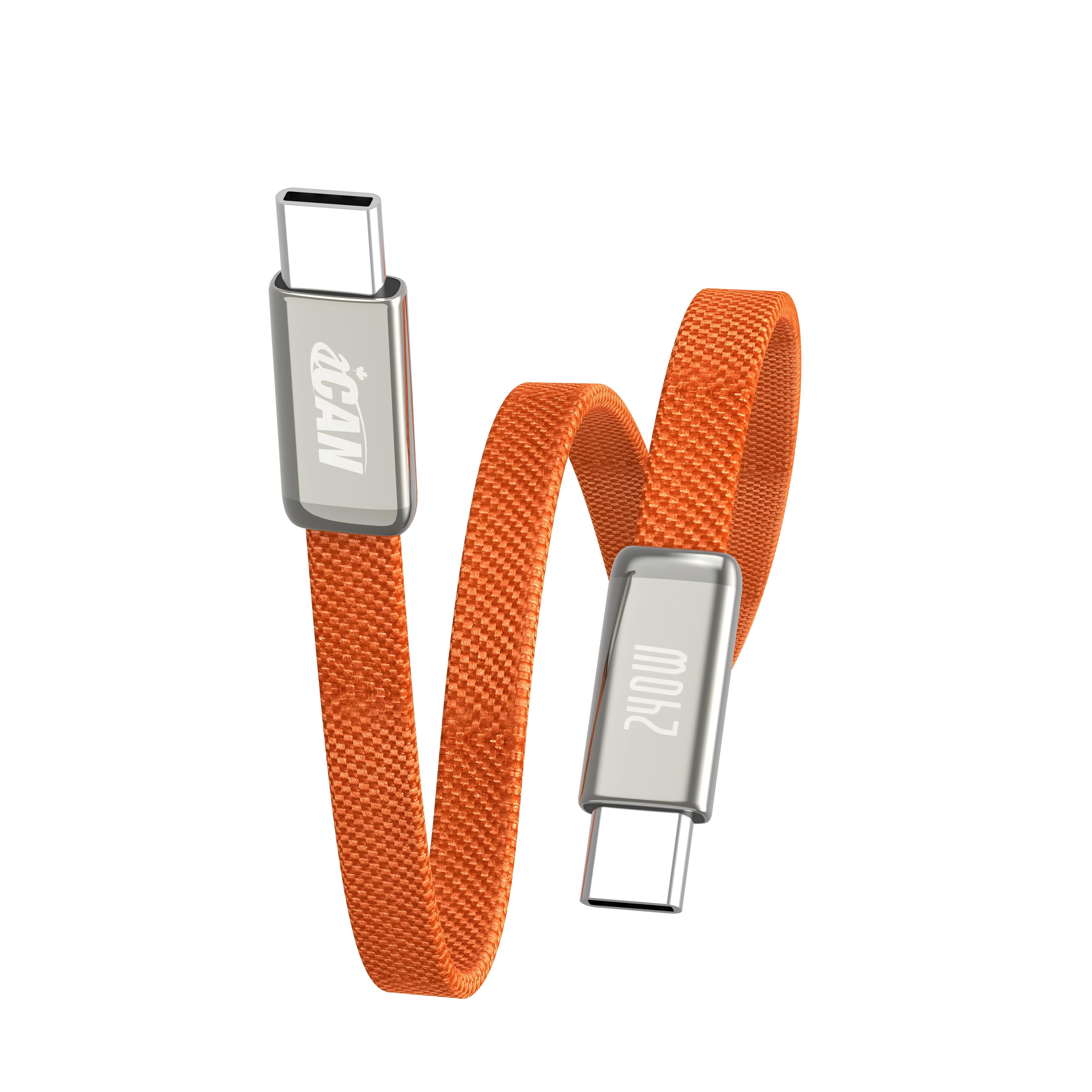 iCAN USB 2.0 Ultra-thin Type-C Male to Male Flat Cable, 240W, 6ft