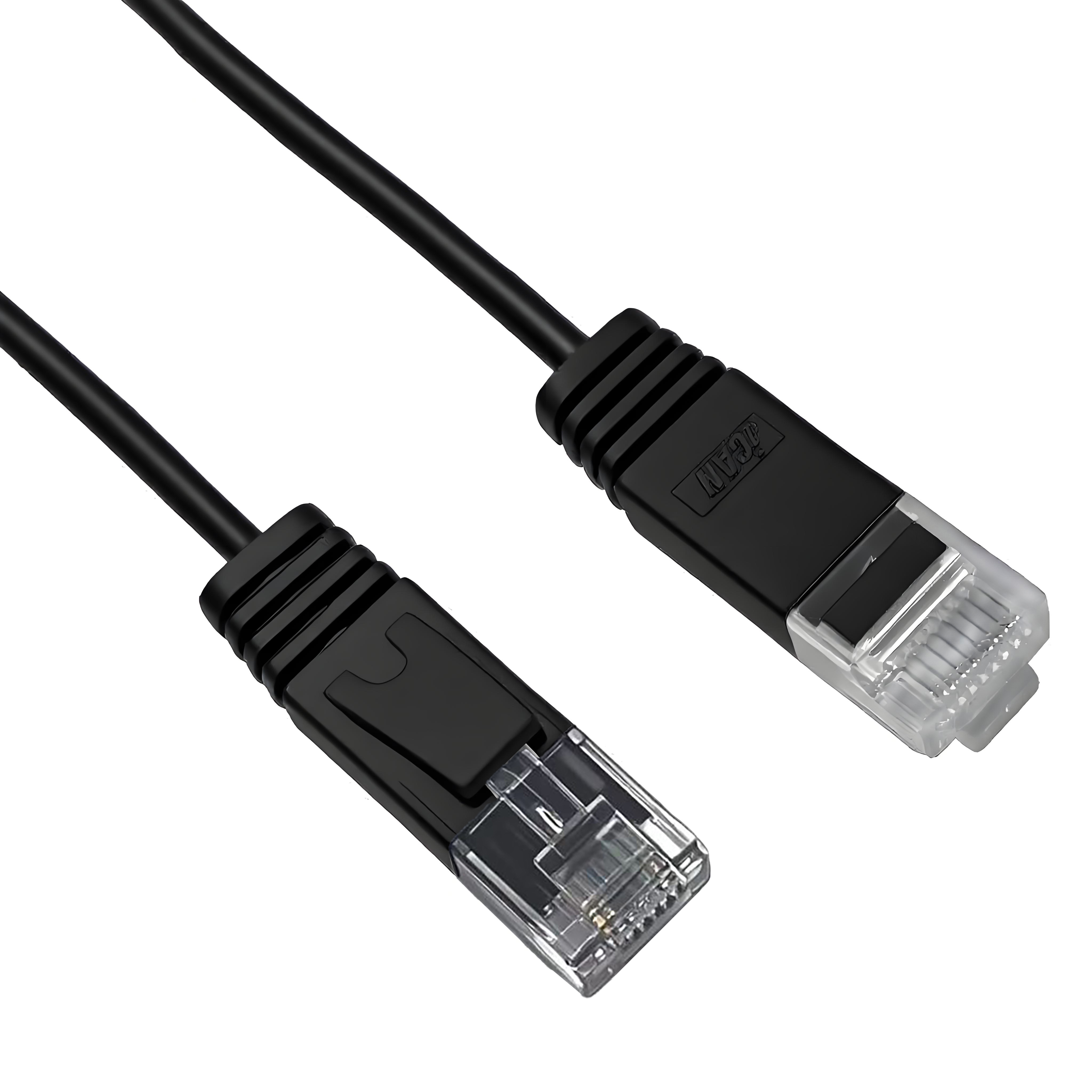 iCAN CAT6 Slim Ethernet Cable, 1000Mbps, Pure Bare Copper, 15FT, Black