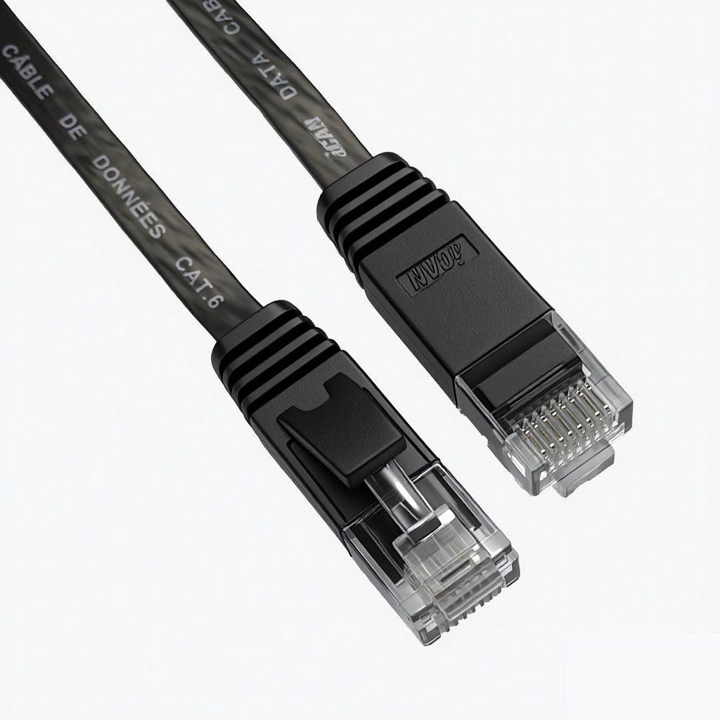 iCAN CAT6 Flat Gigabit Ethernet Cable, 1000Mbps, 32AWG, 5FT, Black