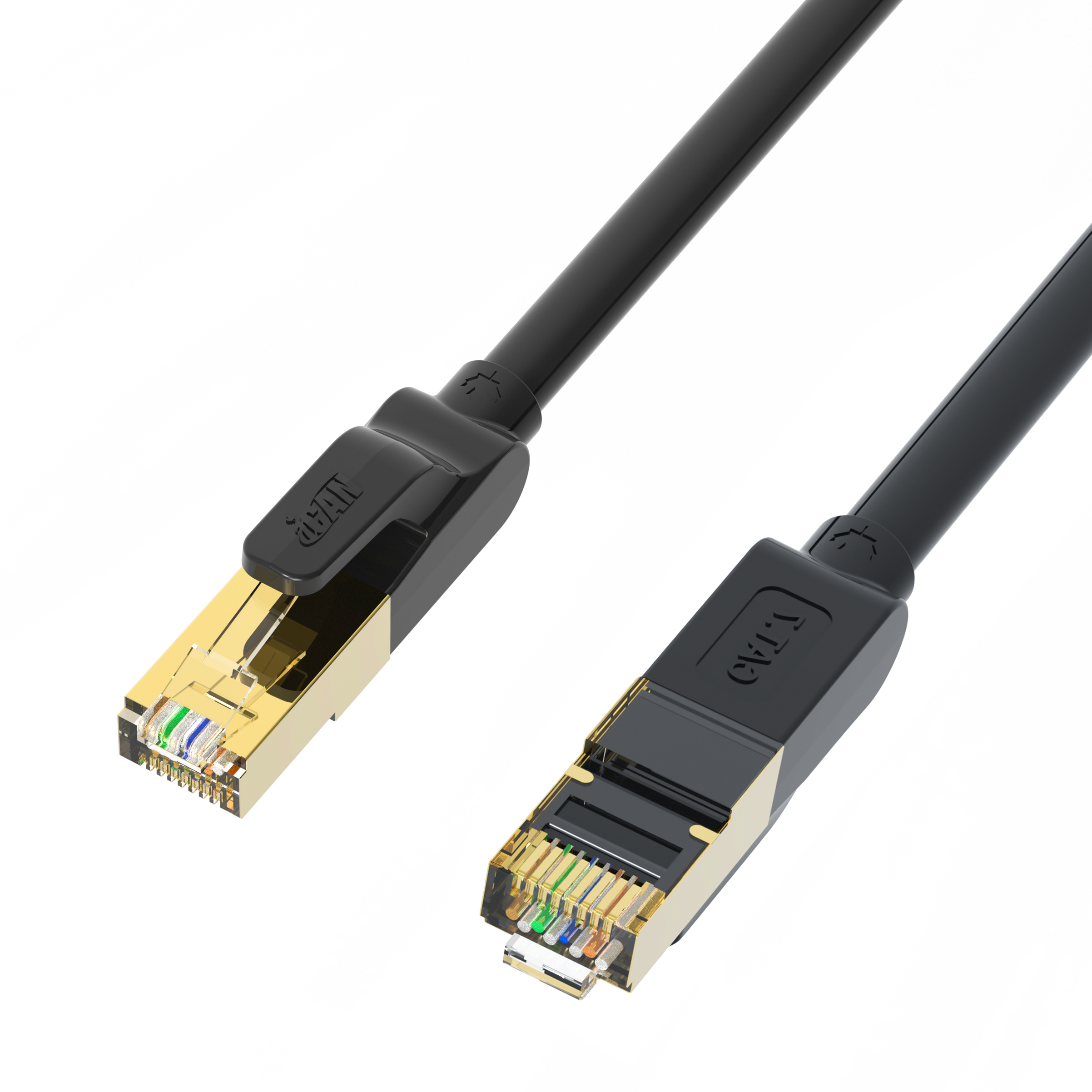 Câble Ethernet iCAN CAT7, 10 Gbit/s 600 MHz, SSTP, plaqué or, 2,1 m, noir