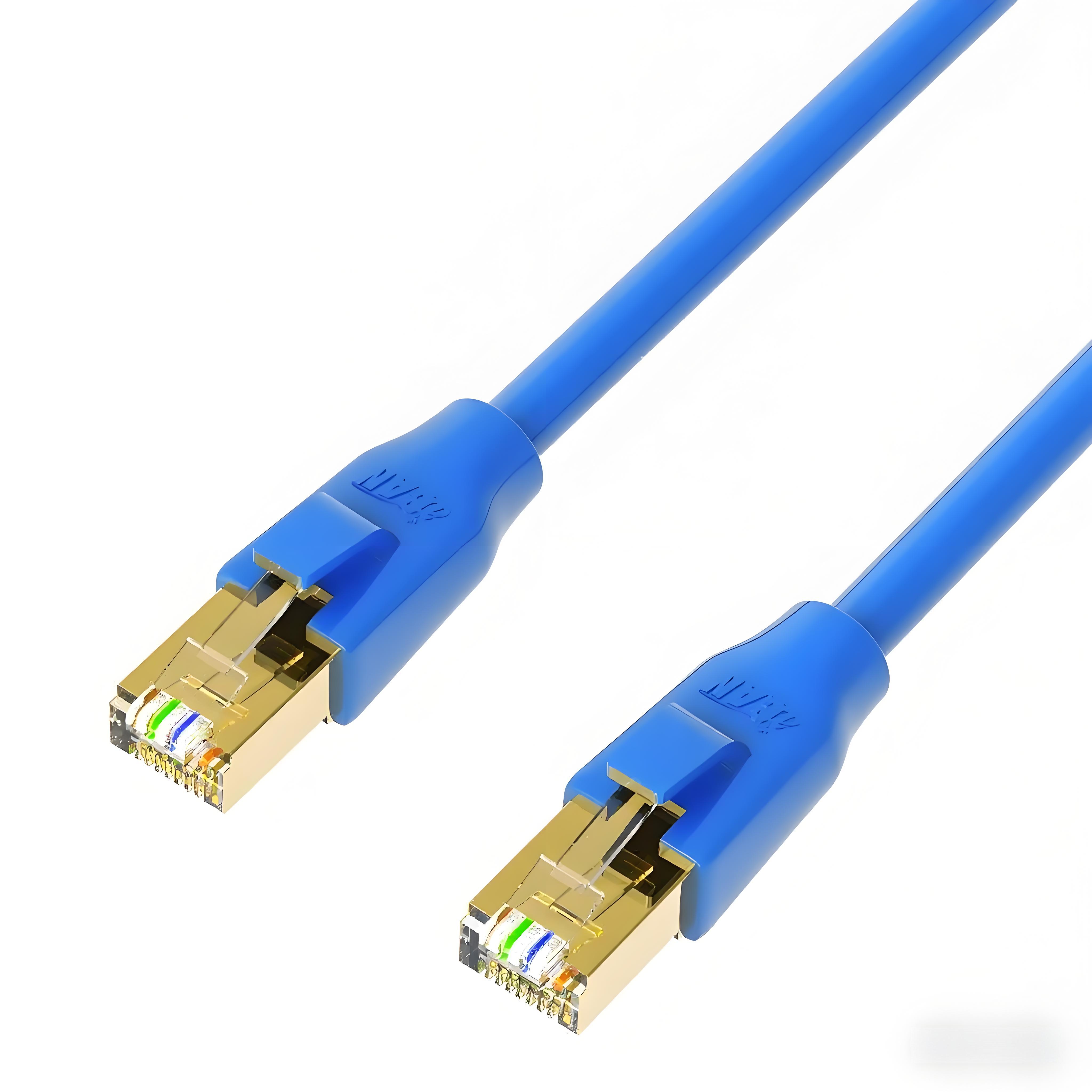iCAN CAT7 Ethernet Patch Cable, High Speed 10Gbps 600MHz, Double Shielded S/FTP 26AWG, Gold Plated, 6FT, Blue