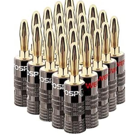iCAN Speaker Banana Plugs,Gold Plated, 8pcs