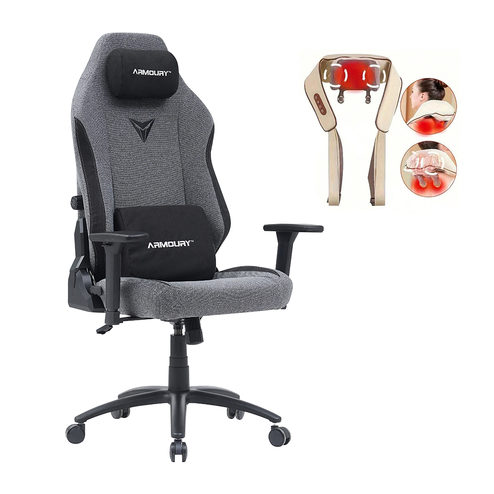 Armoury Ergonomic Fabric Gaming Chair + iCAN R8-SM Head Shoulder and Neck Massager