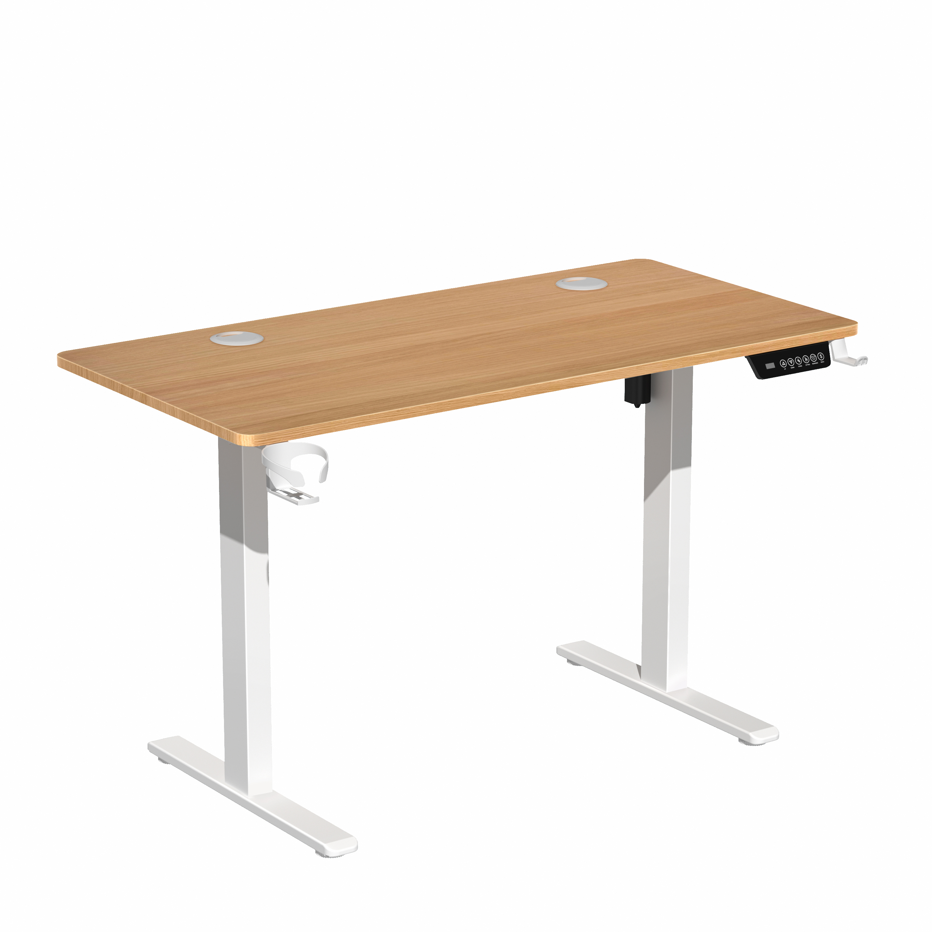 Bureau iCAN, réglable en hauteur électrique, 120*60*73-118 cm, plateau en bois de 16 mm, souvenirs et rappels, porte-gobelet...