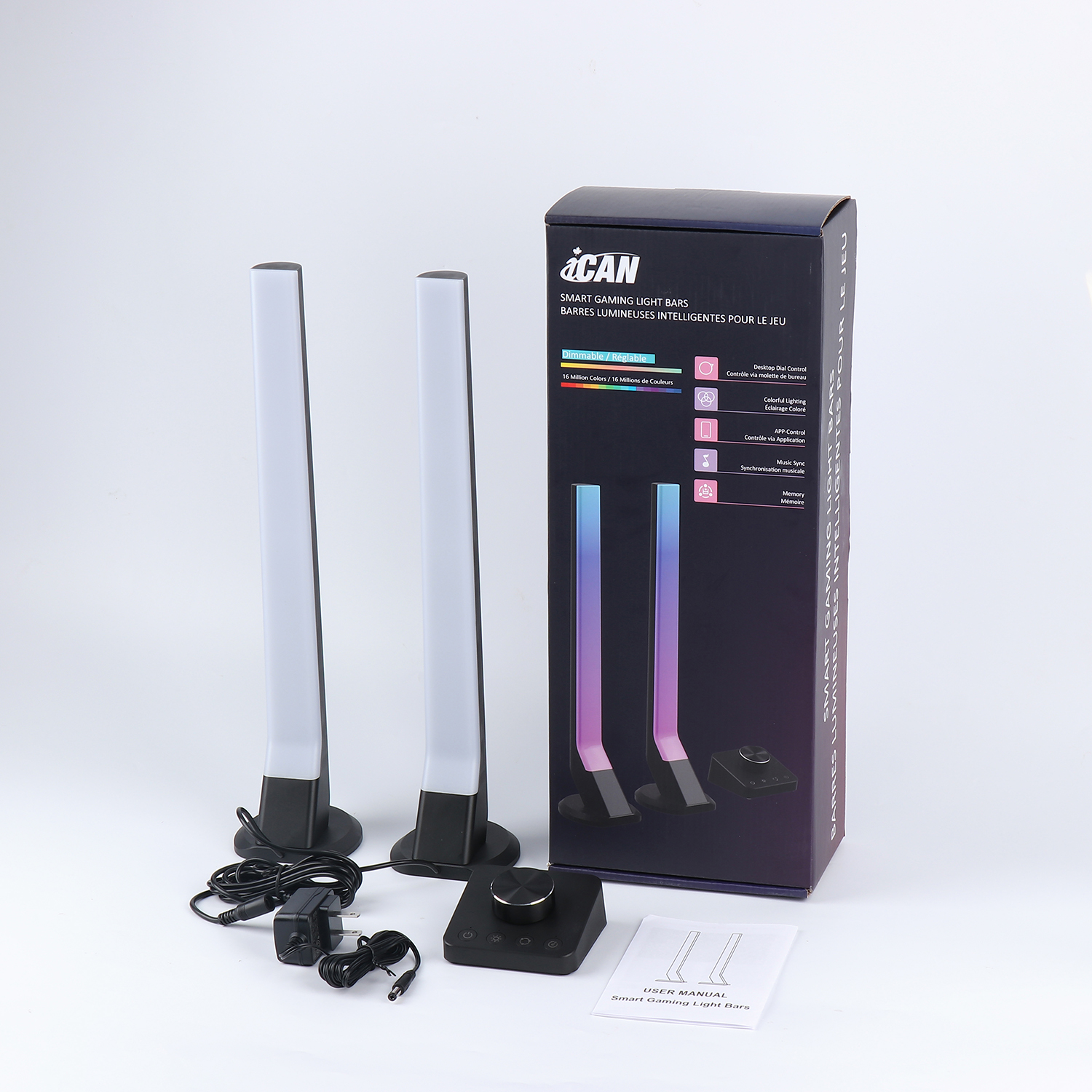 iCAN RGB+IC LED Gaming Light Bars with Smart Controller, Music Sync.