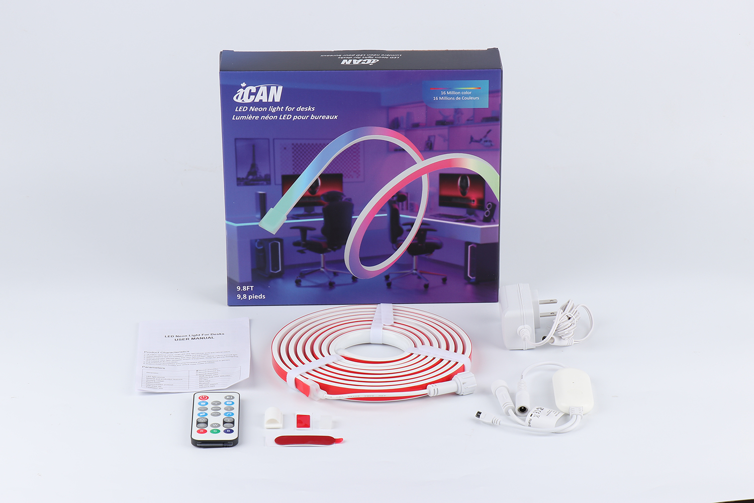 Guirlande lumineuse néon iCAN RGB+IC COB LED 9,8 pieds, lumières de jeu.