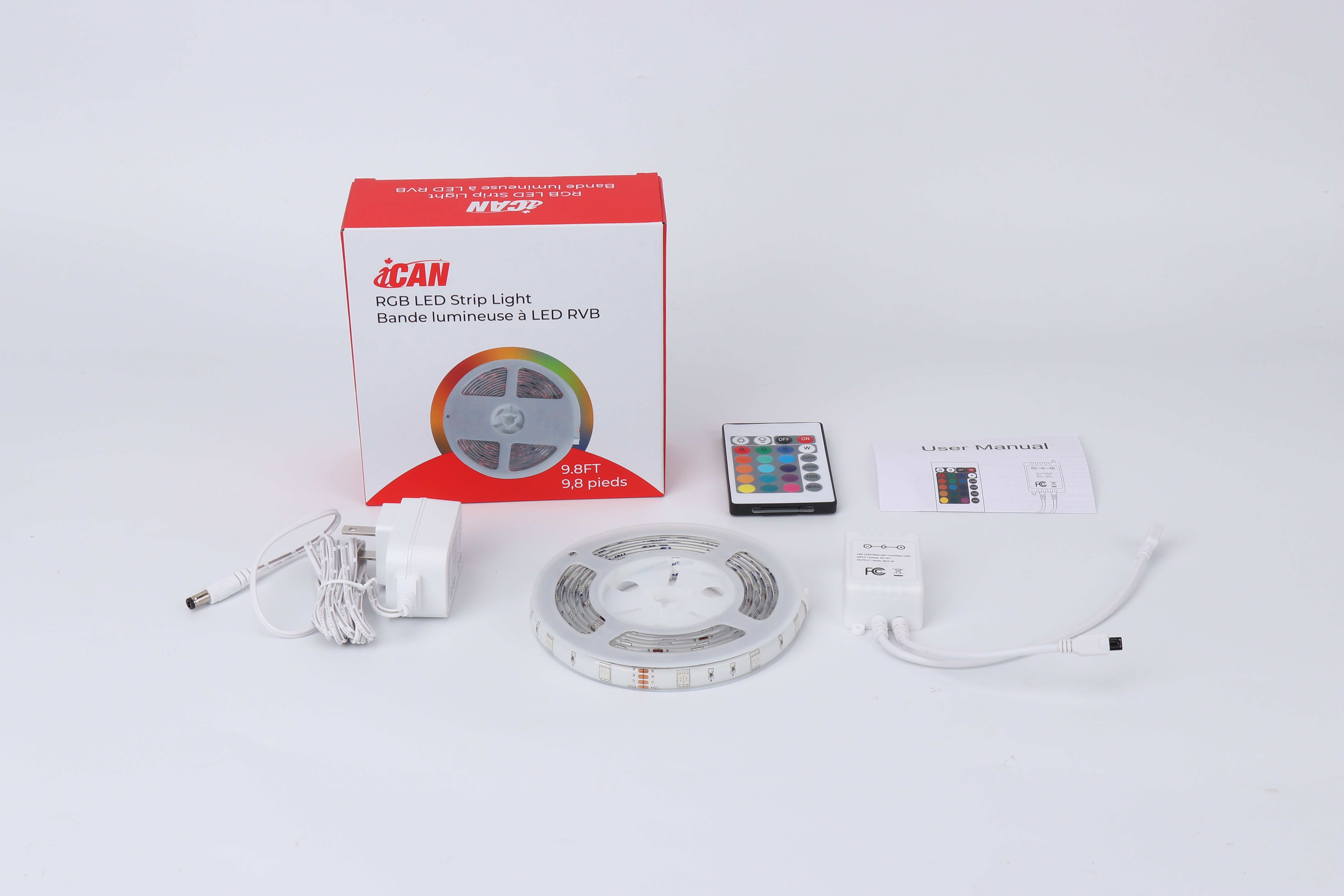 iCAN Bandeau LED RGB 3 m – Basique sans défilement