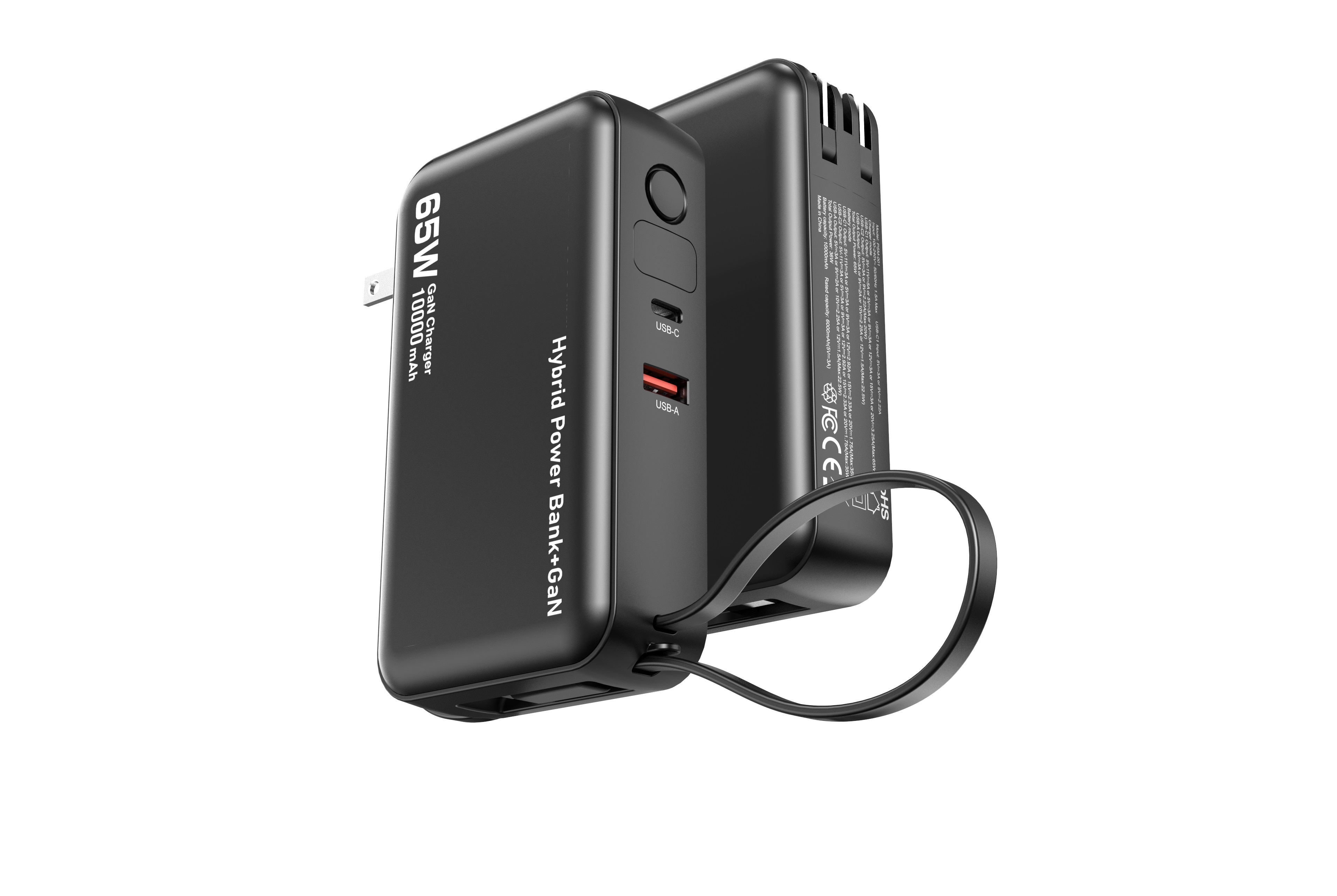 iCAN Chargeur portable 3 en 1 10000 mAh 65 W