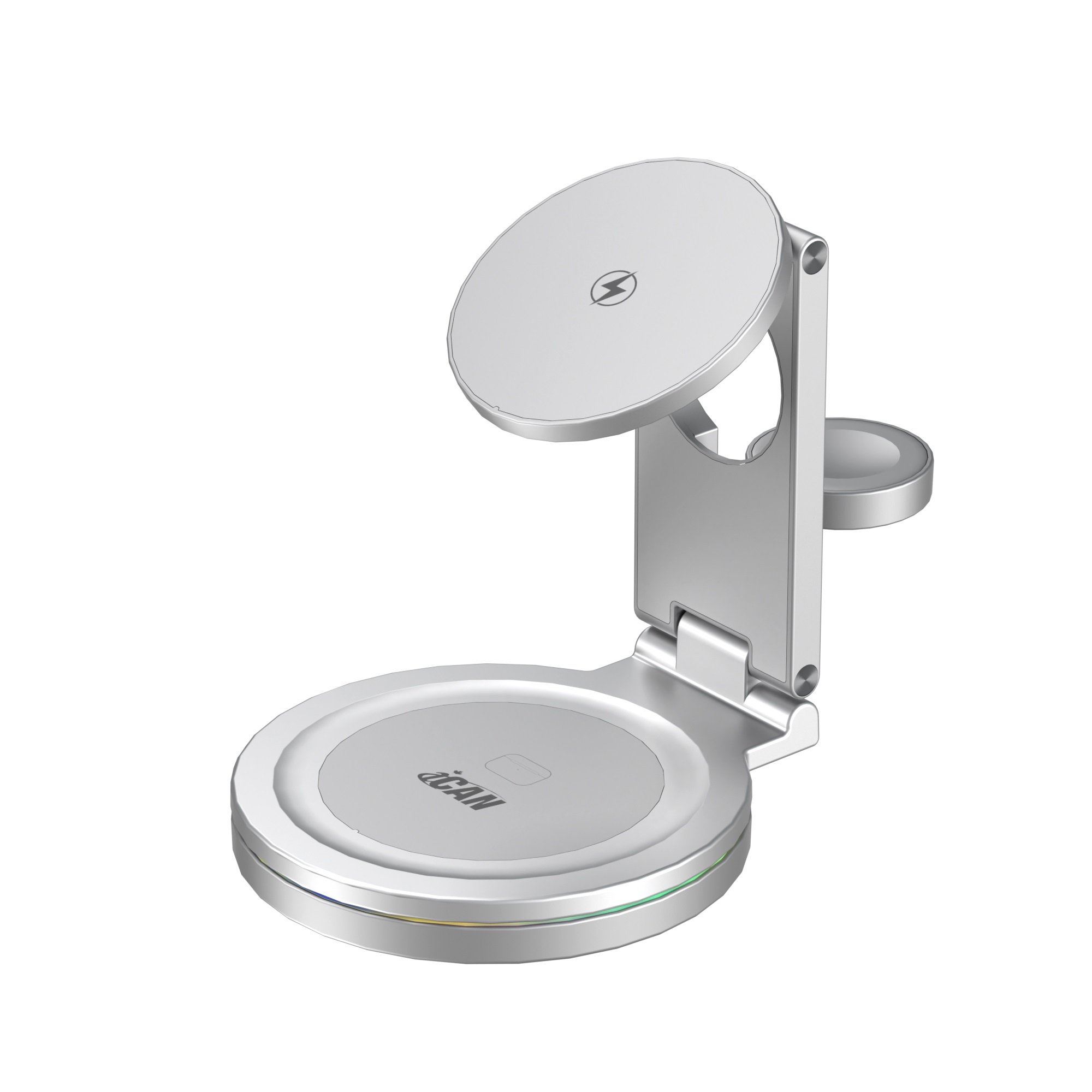 iCAN Chargeur sans fil 3-en-1 pliable et rotatif à 360° de 15 W