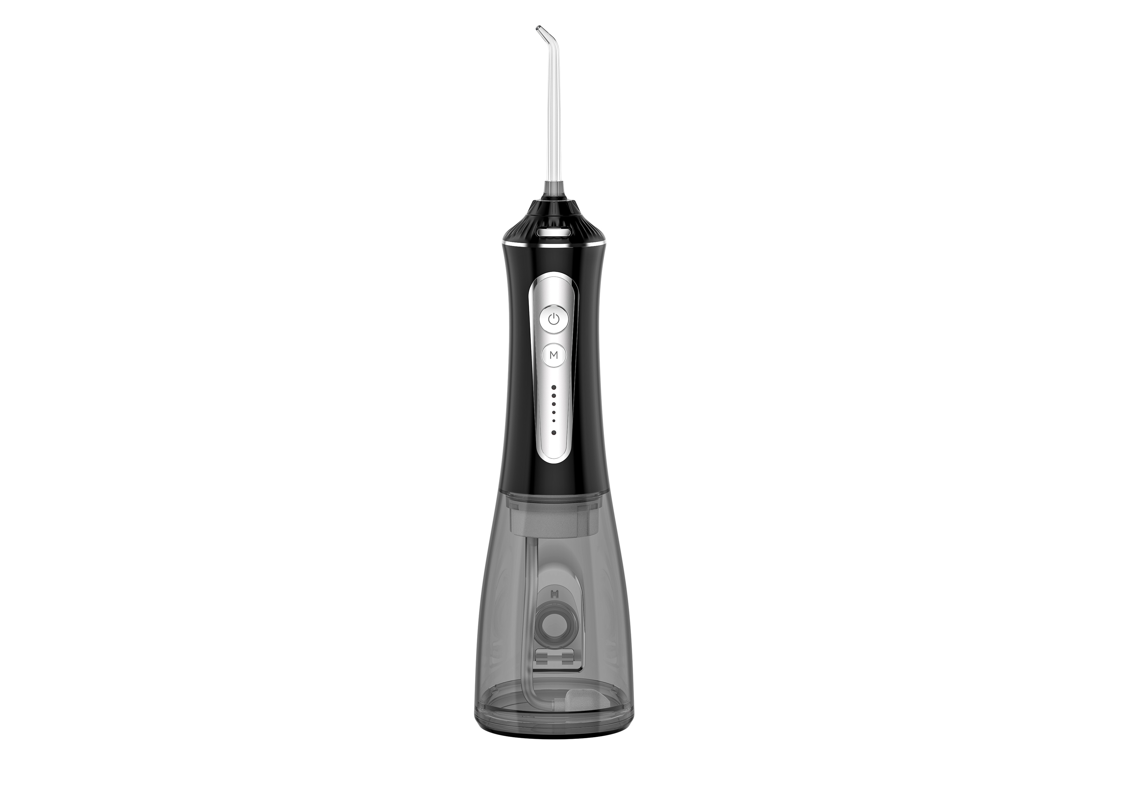 H2ofloss Oral Irrigator Set with 1*Water Flosser + 1*Travel Bag + 5*Nozzle Tips + 1*brush head + 1*transparent box, 300ml Tank,