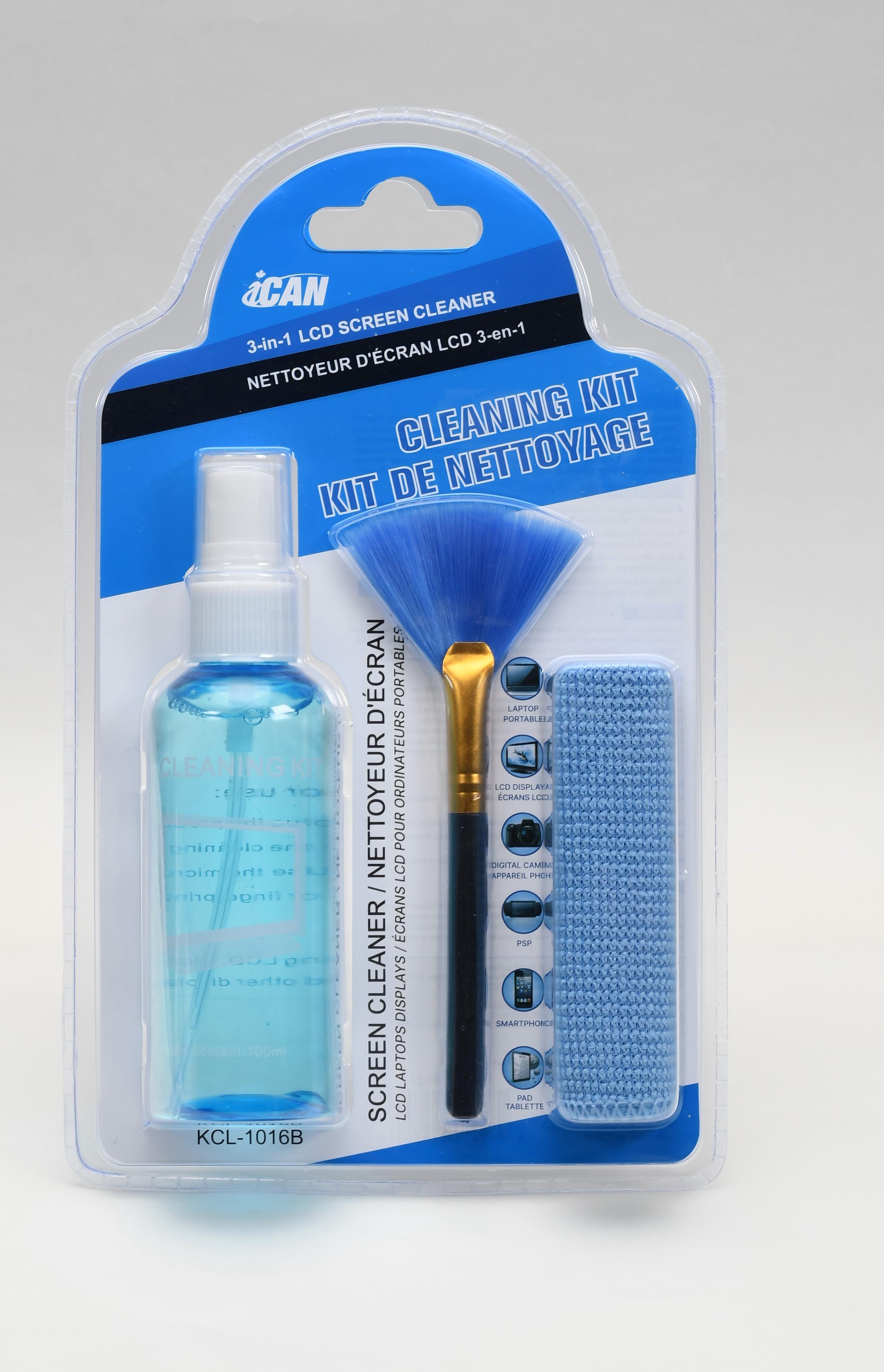 Nettoyeur d'écran 3 en 1 iCAN pour téléviseur LCD, téléphone portable et ordinateur